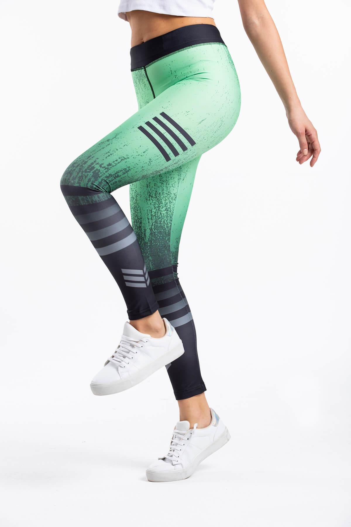 Dijital Baskılı Sporcu Tayt Yeşil