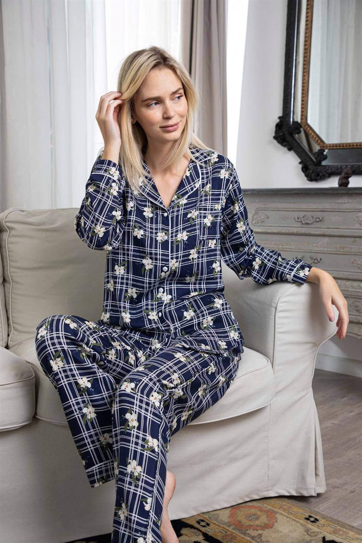Düğmeli Poplin Kadın Pijama Takımı