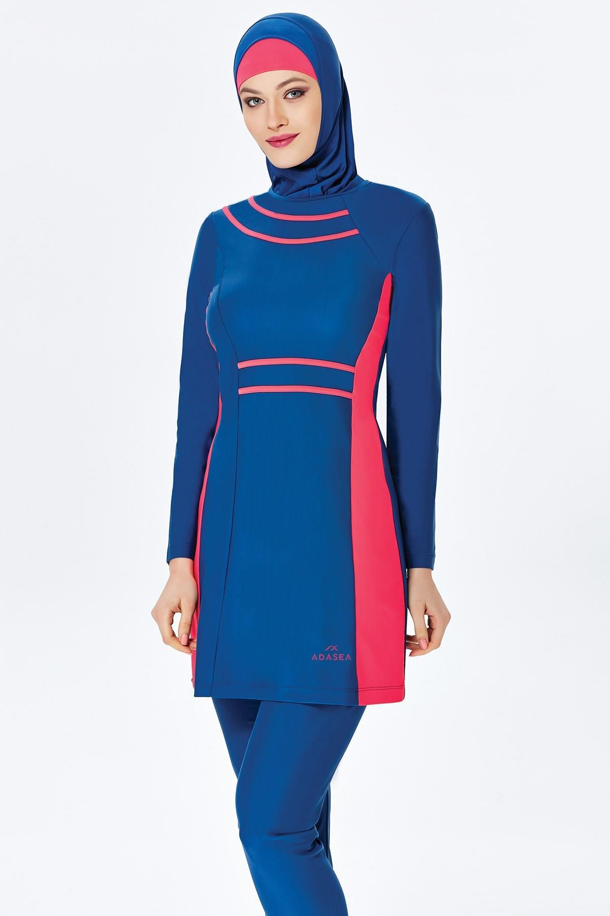 Full Lycra Tam Kapalı Tesettür Mayo Açık Lacivert