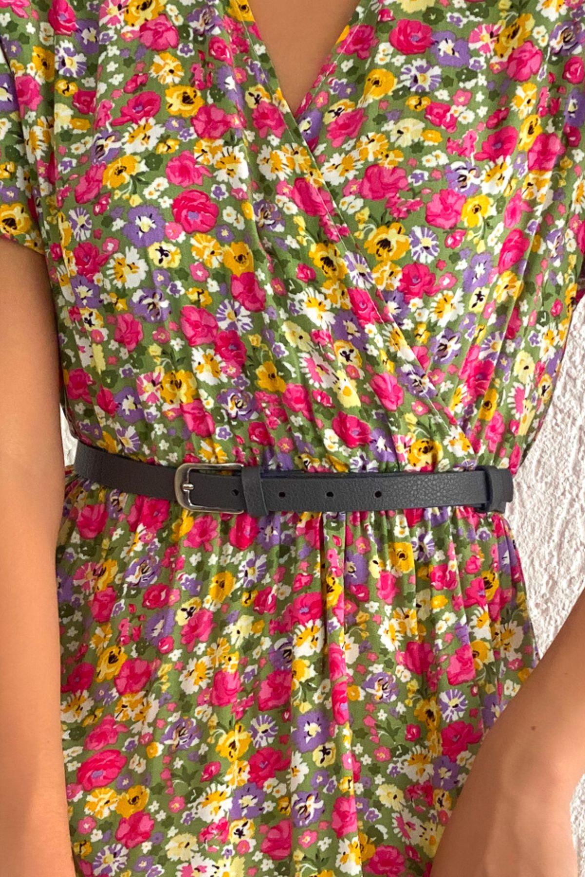 İnce Basic Kadın Kemer Gri