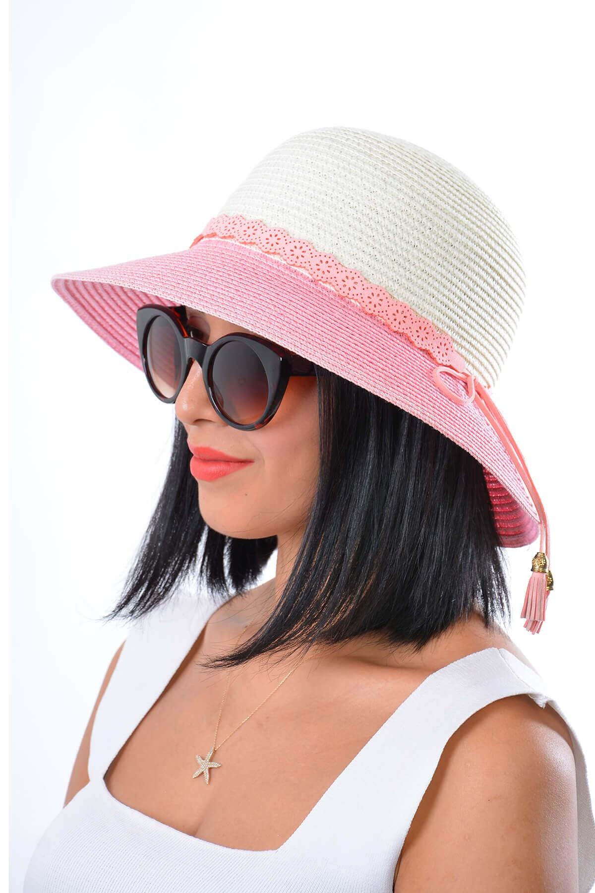 Kadın Hasır Şapka Pembe