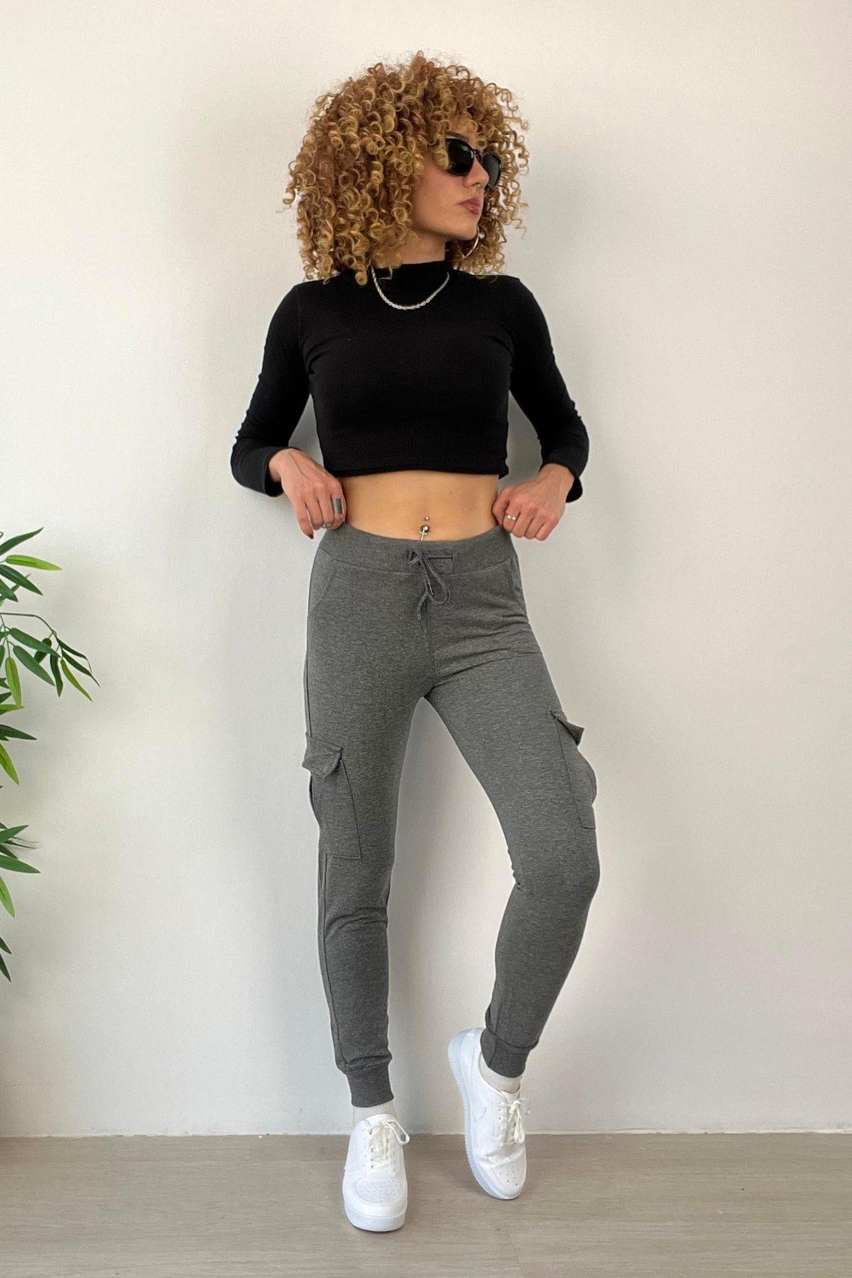 Kargo Cepli Eşofman Altı Gri