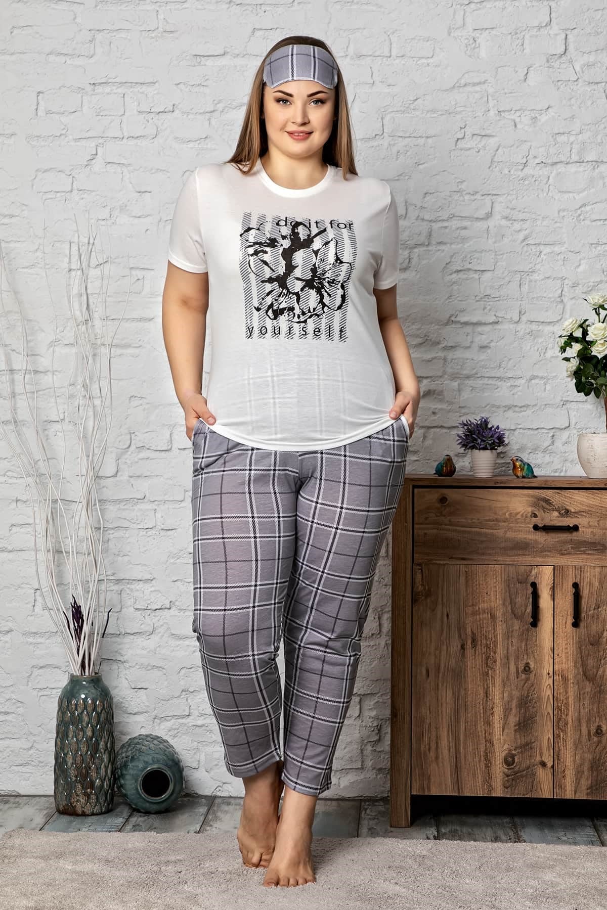 Kısa Kol Büyük Beden Pijama Takım