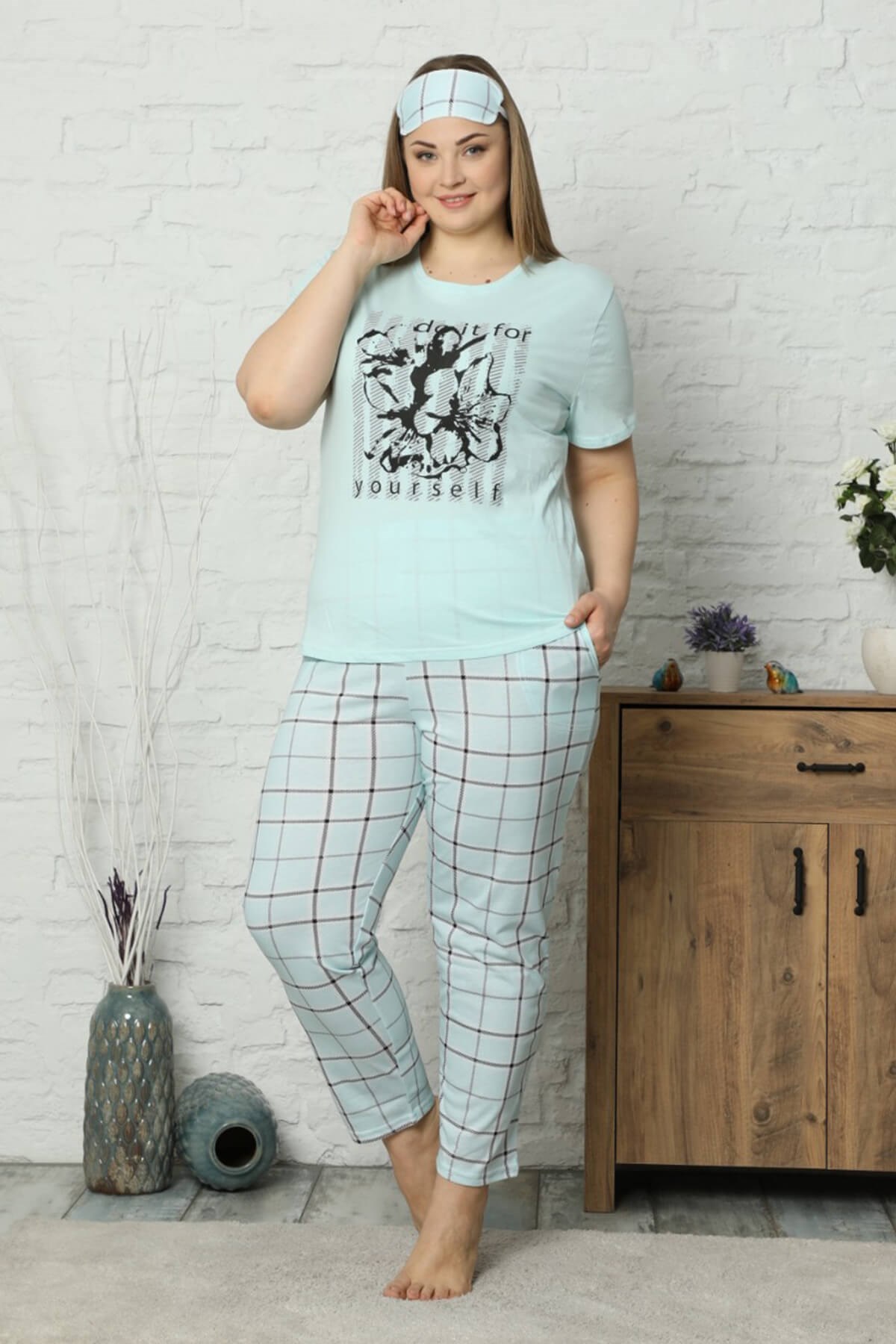 Kısa Kol Büyük Beden Pijama Takım