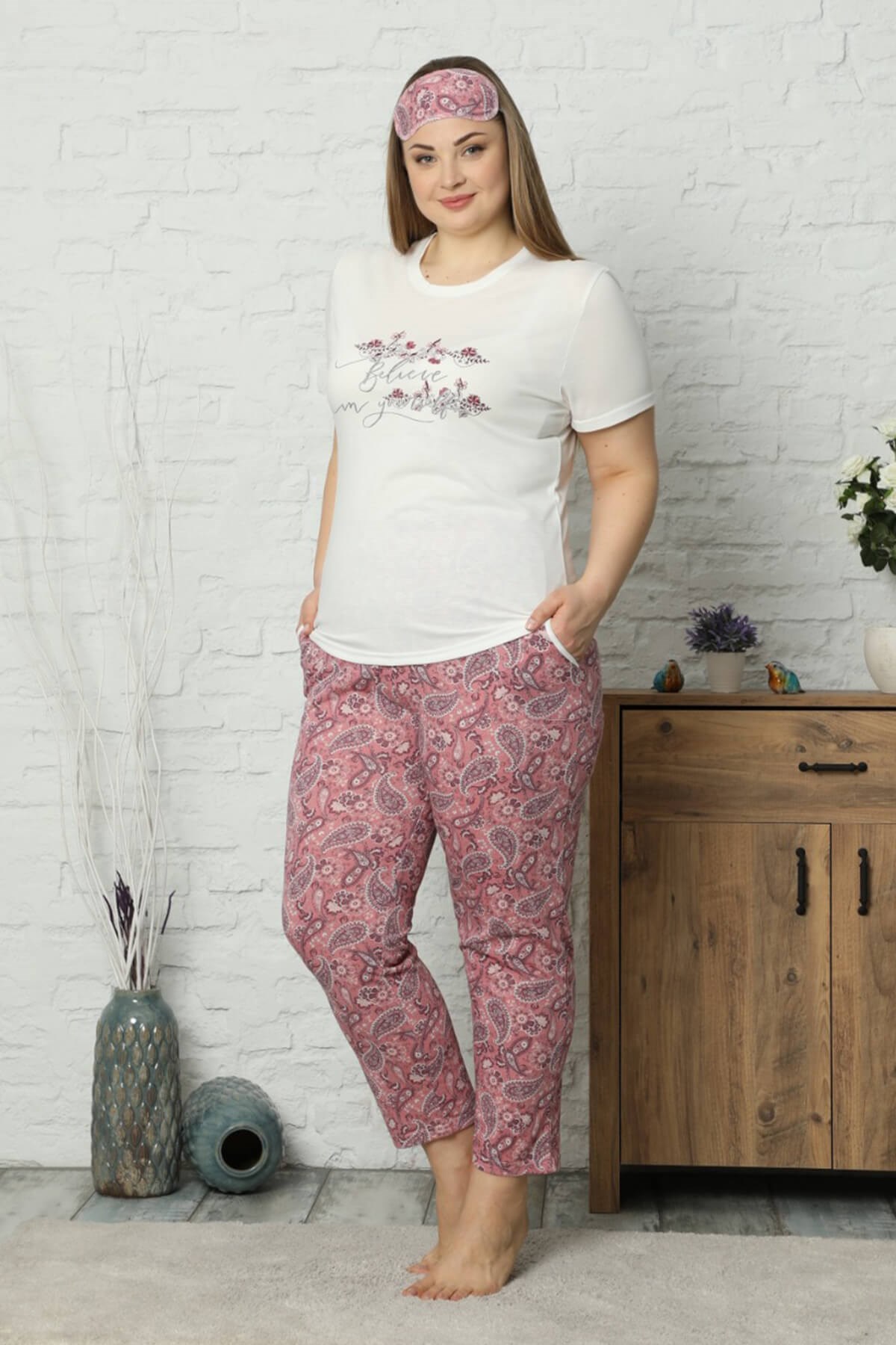 Kısa Kol Büyük Beden Pijama Takım