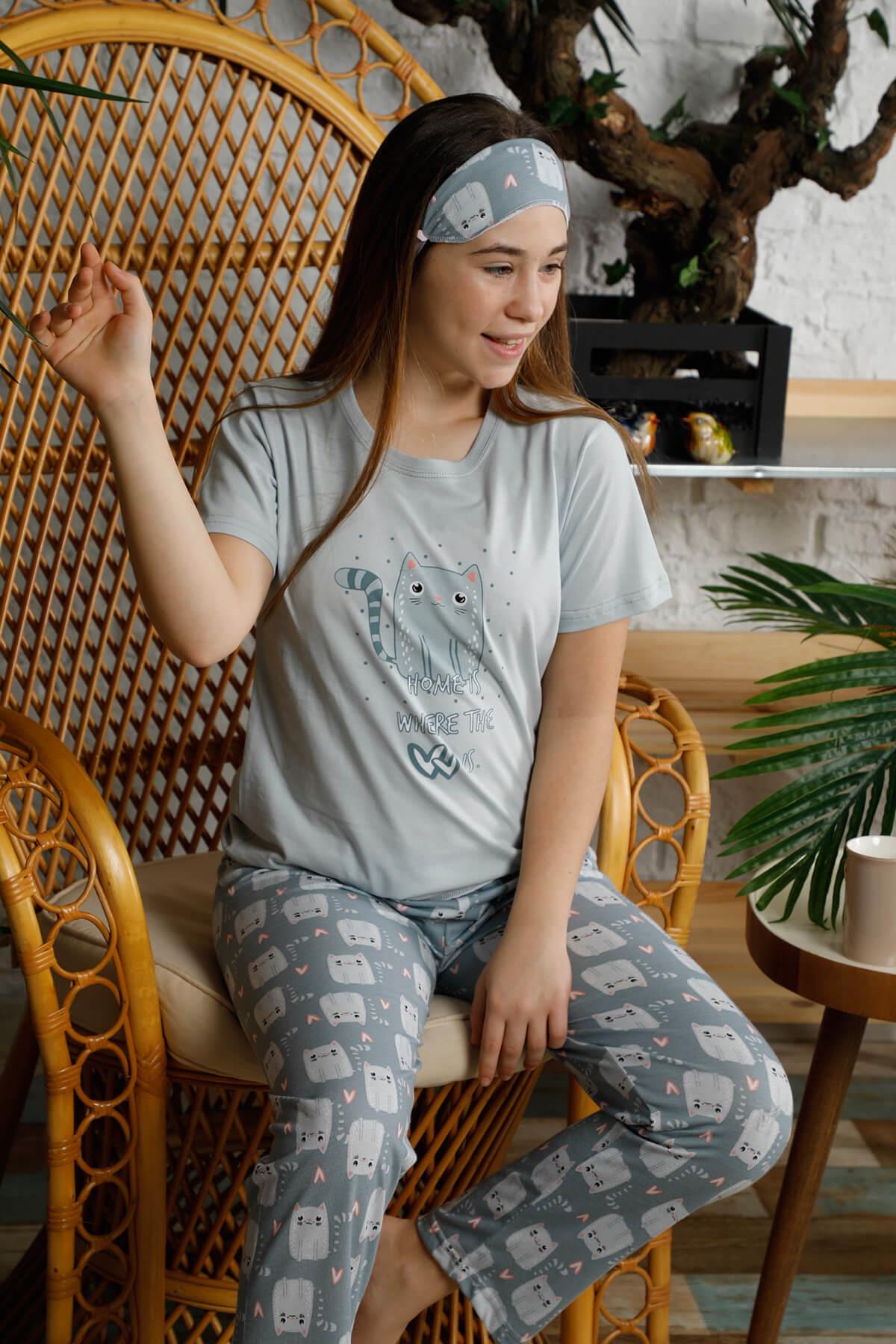 Kısa Kol Çocuk Pijama Mavi