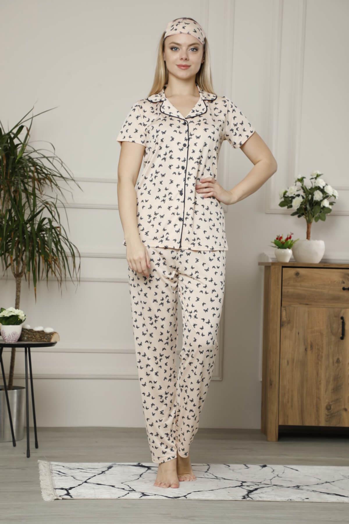Kısa Kol Düğmeli Pijama Takım