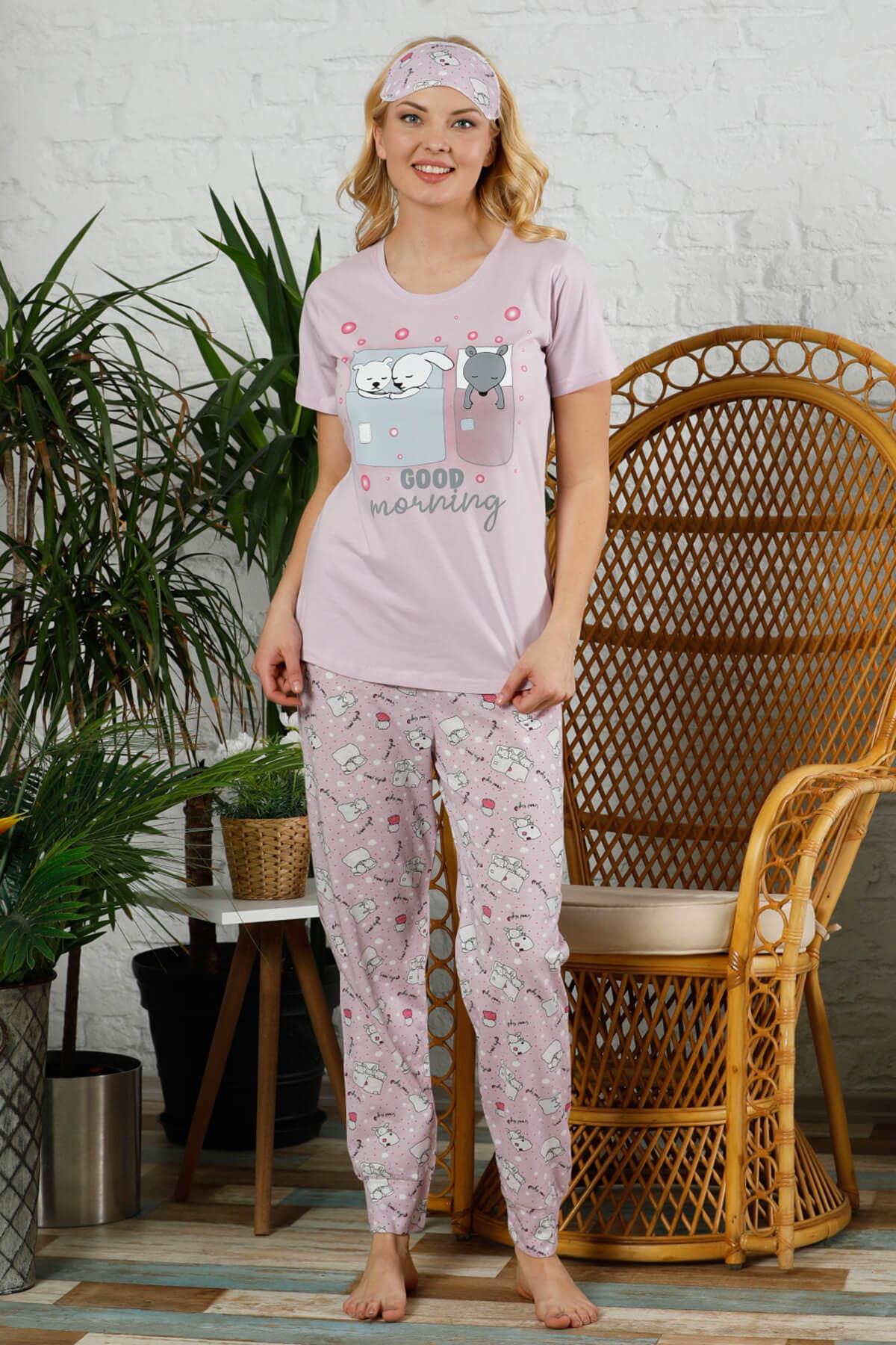 Kısa Kol Pijama Takım Pembe