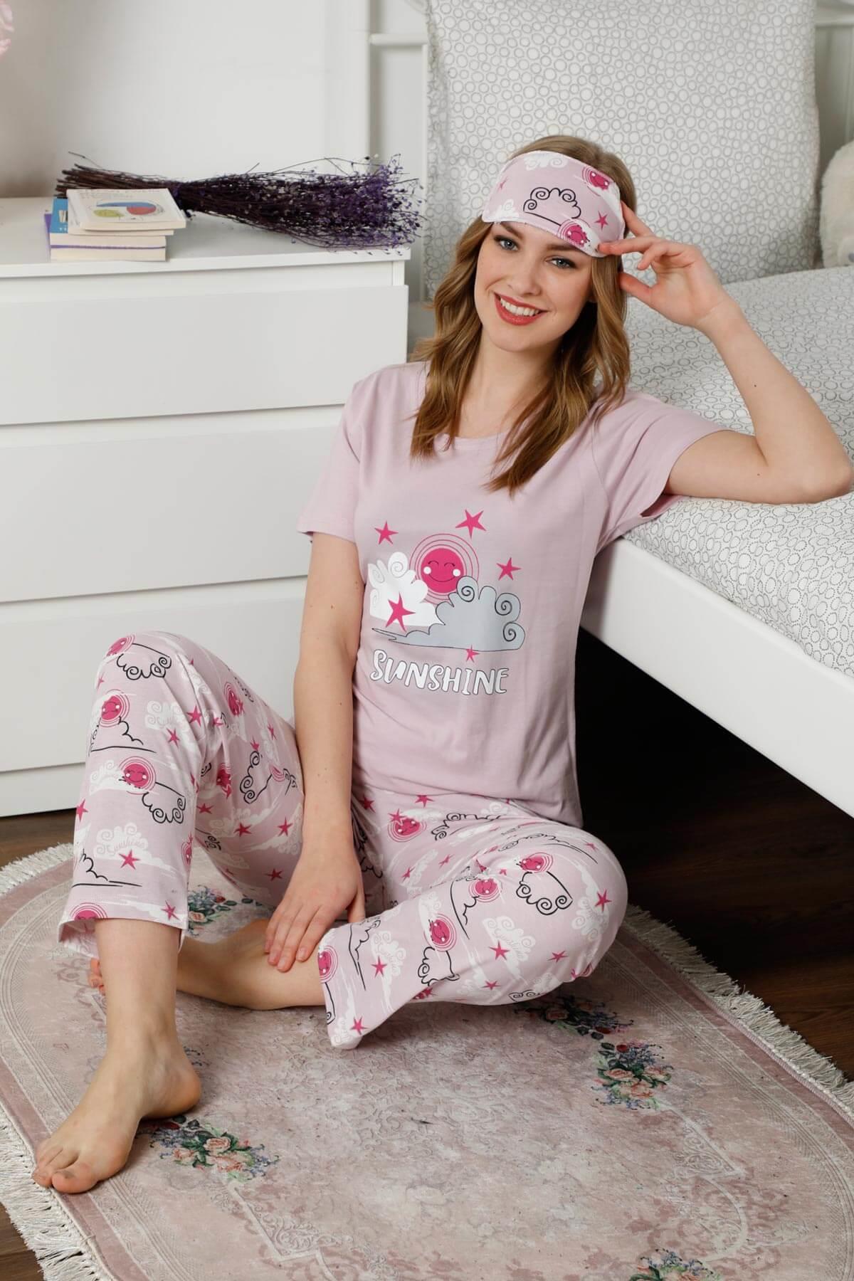 Kısa Kol Pijama Takım Pembe