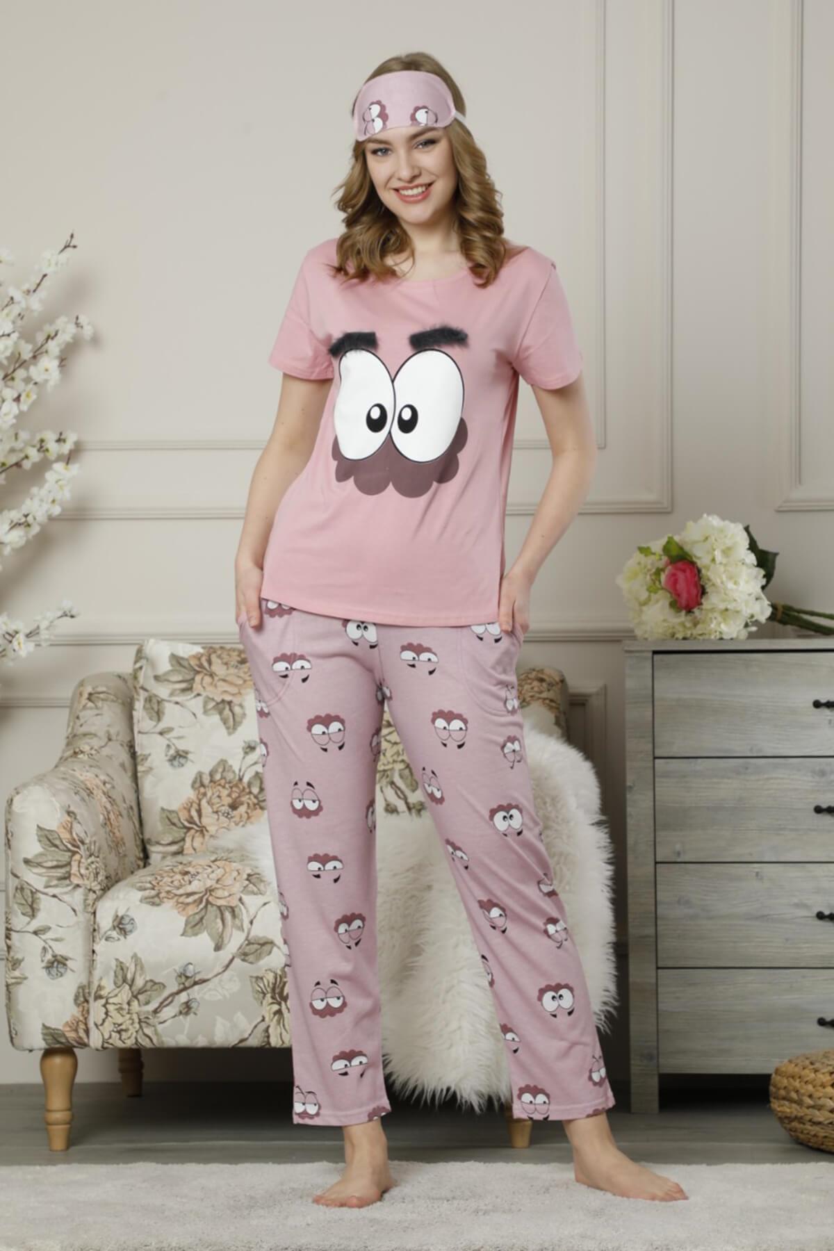 Kısa Kol Pijama Takımı Pembe