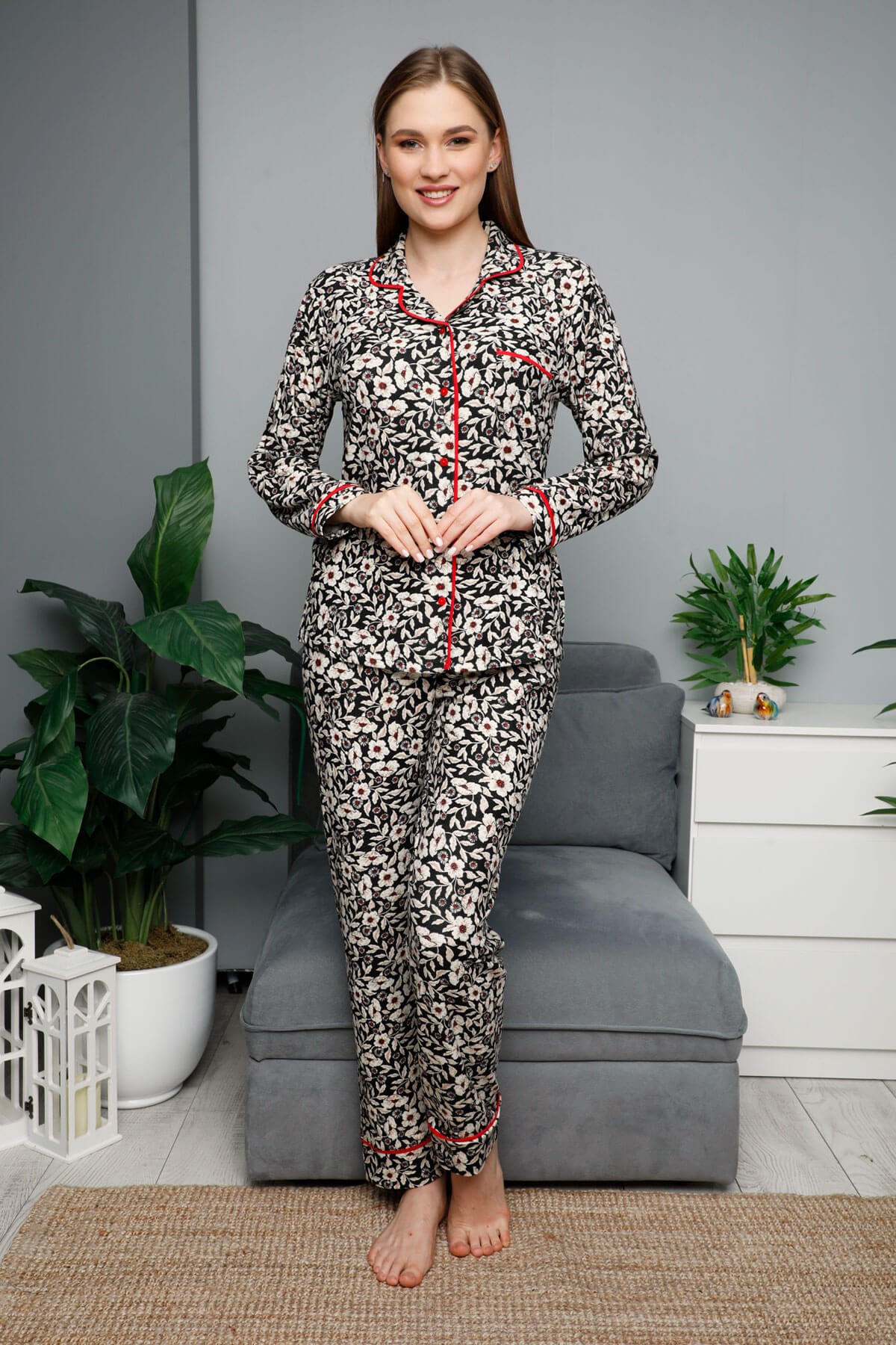 Kışlık Süet Pijama Takımı Siyah