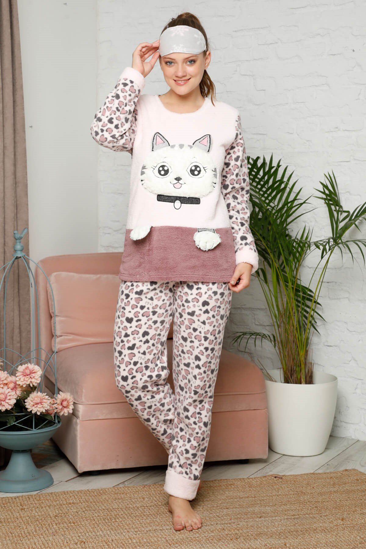 Kışlık Welsoft Pijama Takımı Pembe