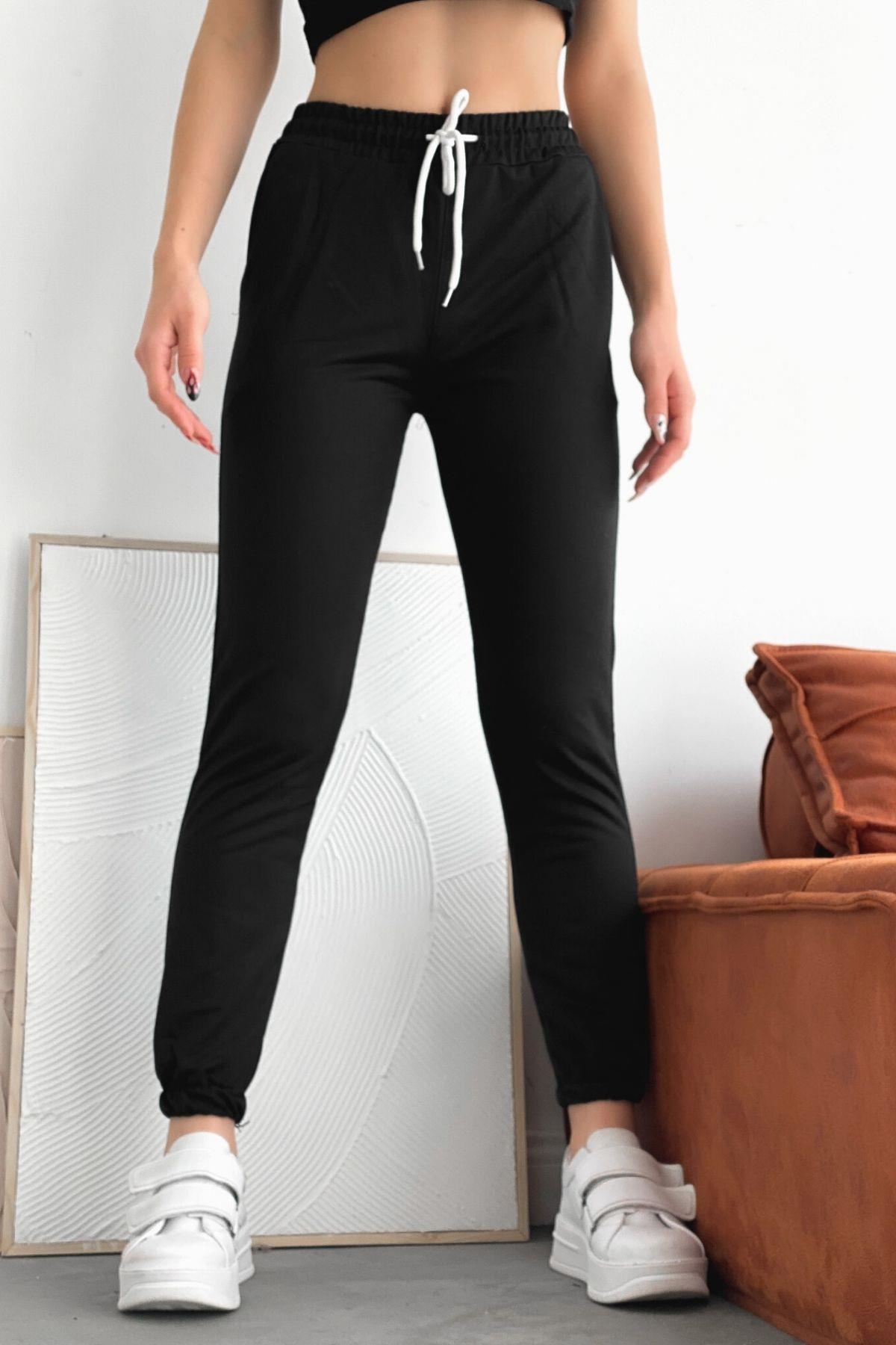 Lastikli Cepli Eşofman Siyah