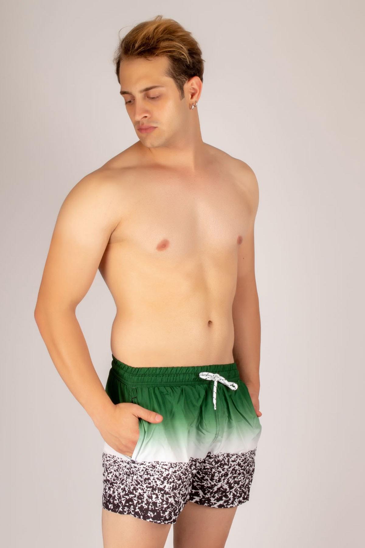 Leopar Desen Erkek Deniz Şortu