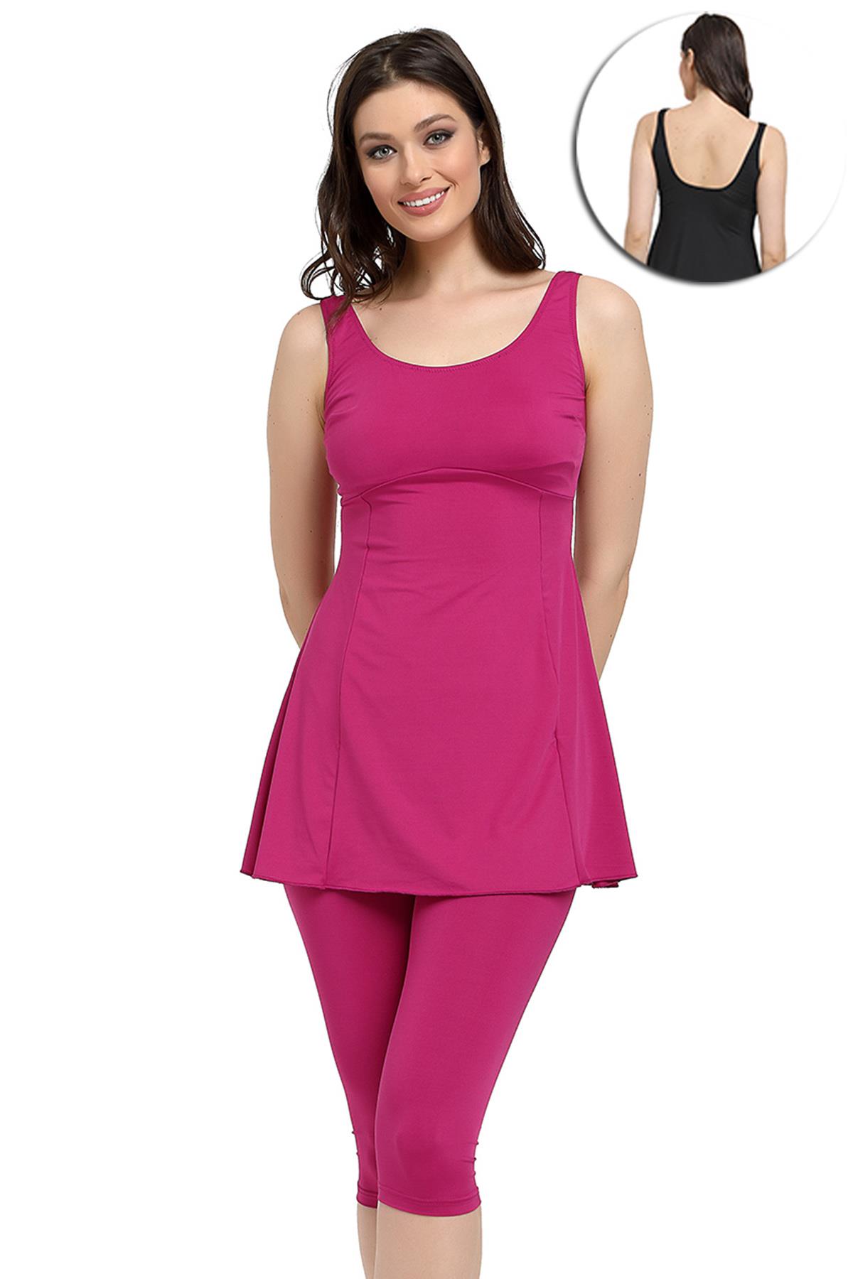 Likralı Taytlı Elbise Mayo Pembe