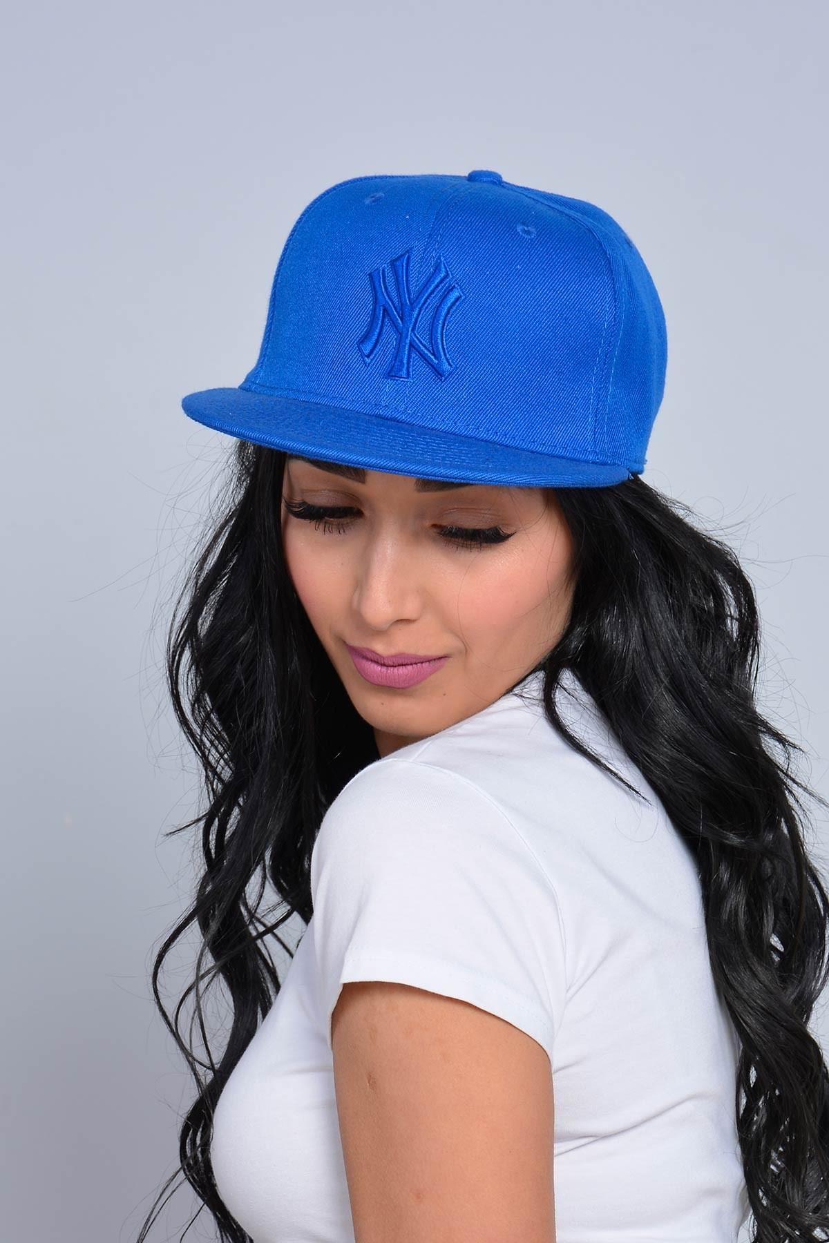 Nakışlı NY Snapback Kep Saks
