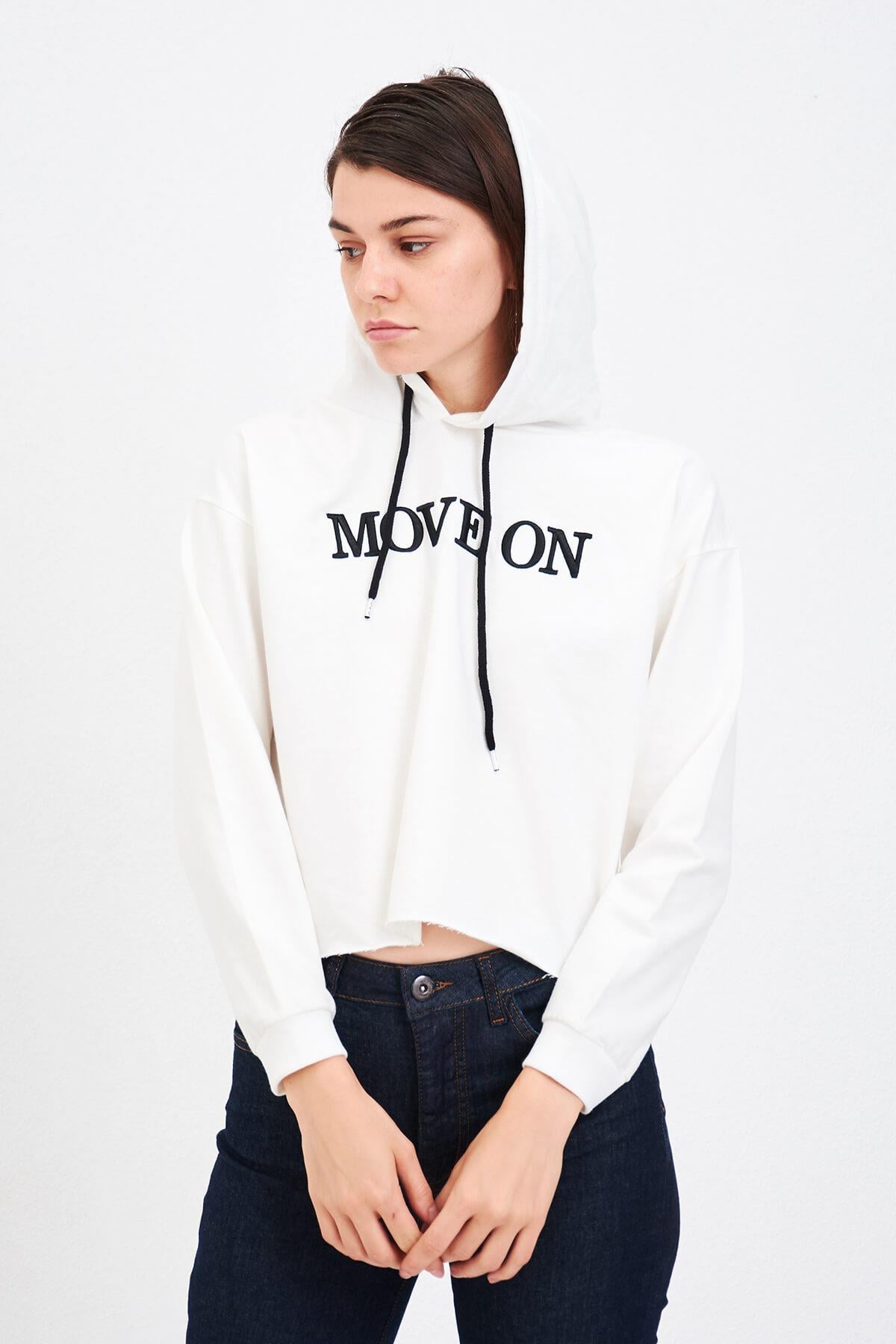 Nakışlı Sweatshirt Beyaz