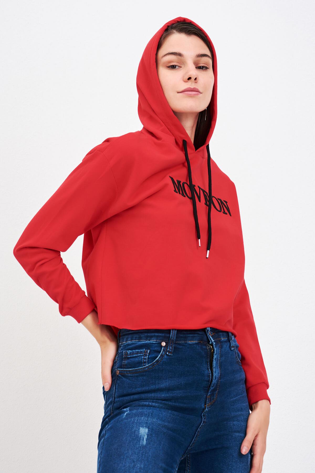 Nakışlı Sweatshirt Kırmızı