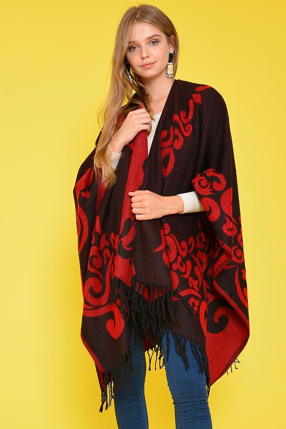 Nancy Çift Taraflı Şal Panço