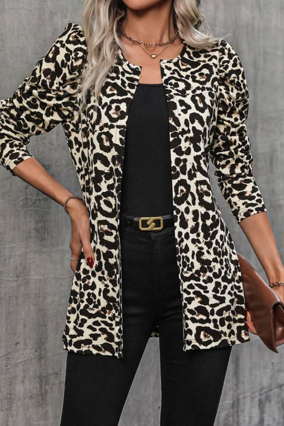 Önü Açık Şardonlu Dalgıç Ceket Siyah