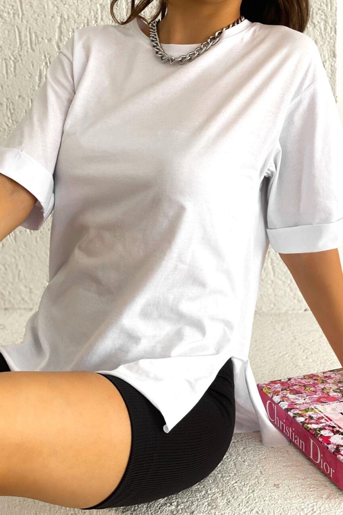 Oversize Basic T-Shirt Beyaz