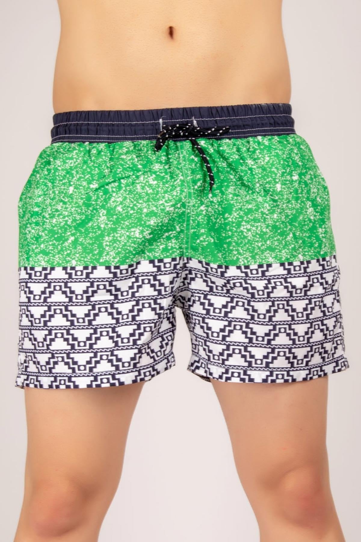 Piramit  Desenli Erkek Deniz Şortu