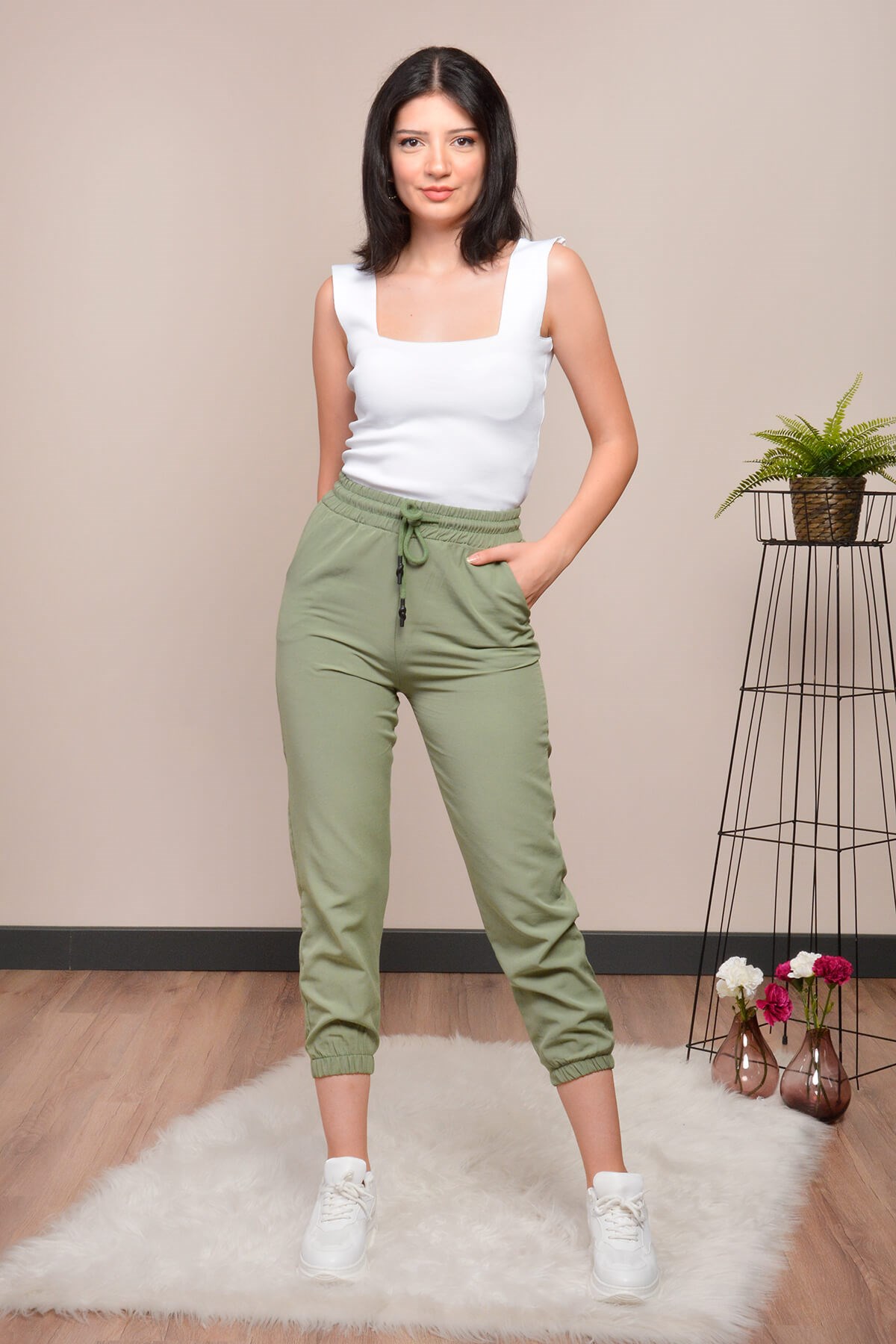 Poplin Joger Pantolon Haki