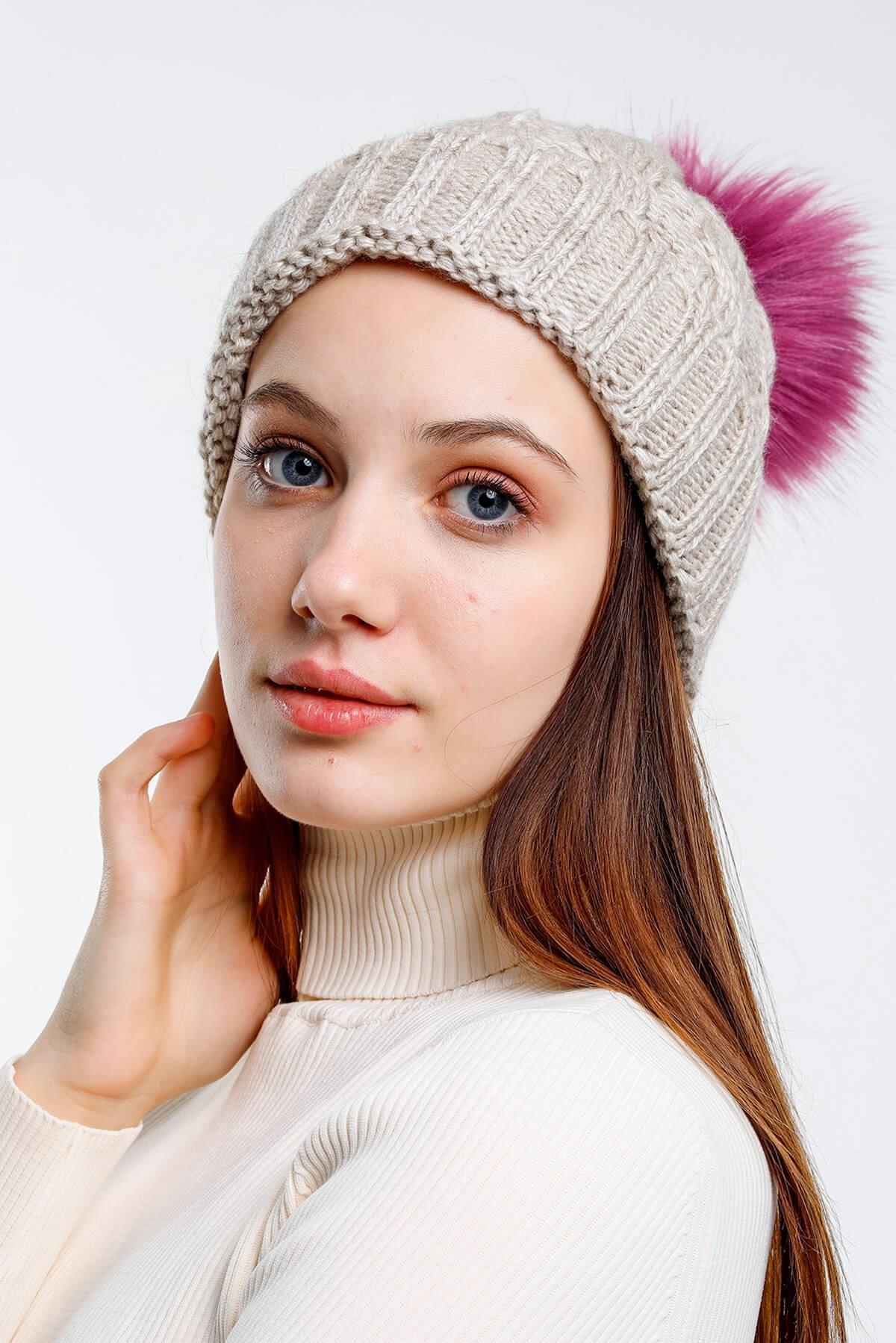 Premium Fox Beige Kadın Bere