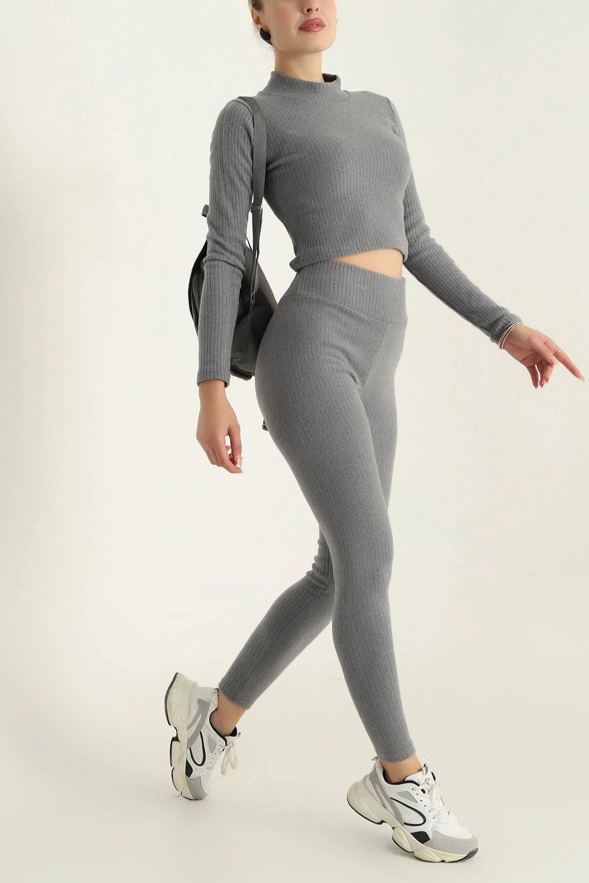 Şardonlu Triko İkili Takım Antrasit