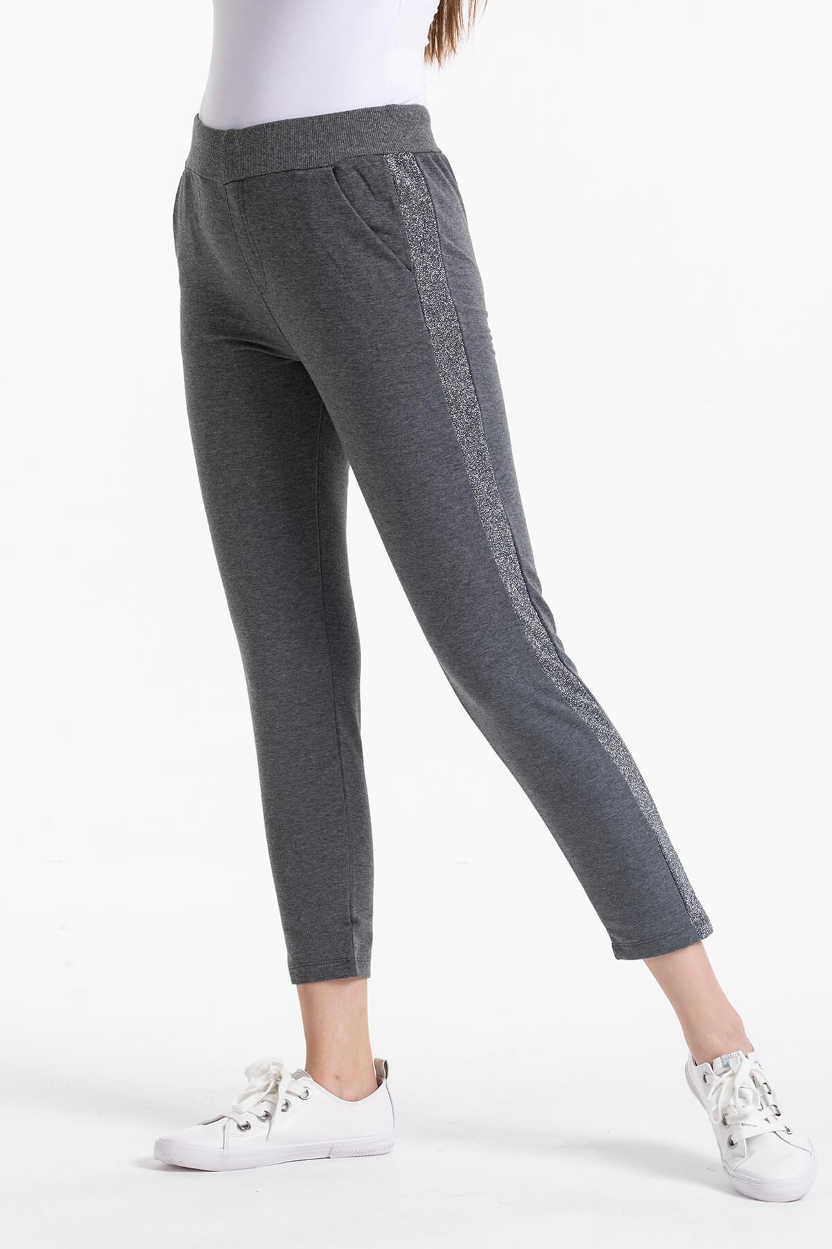 Sim Şeritli Eşofman Altı Gri