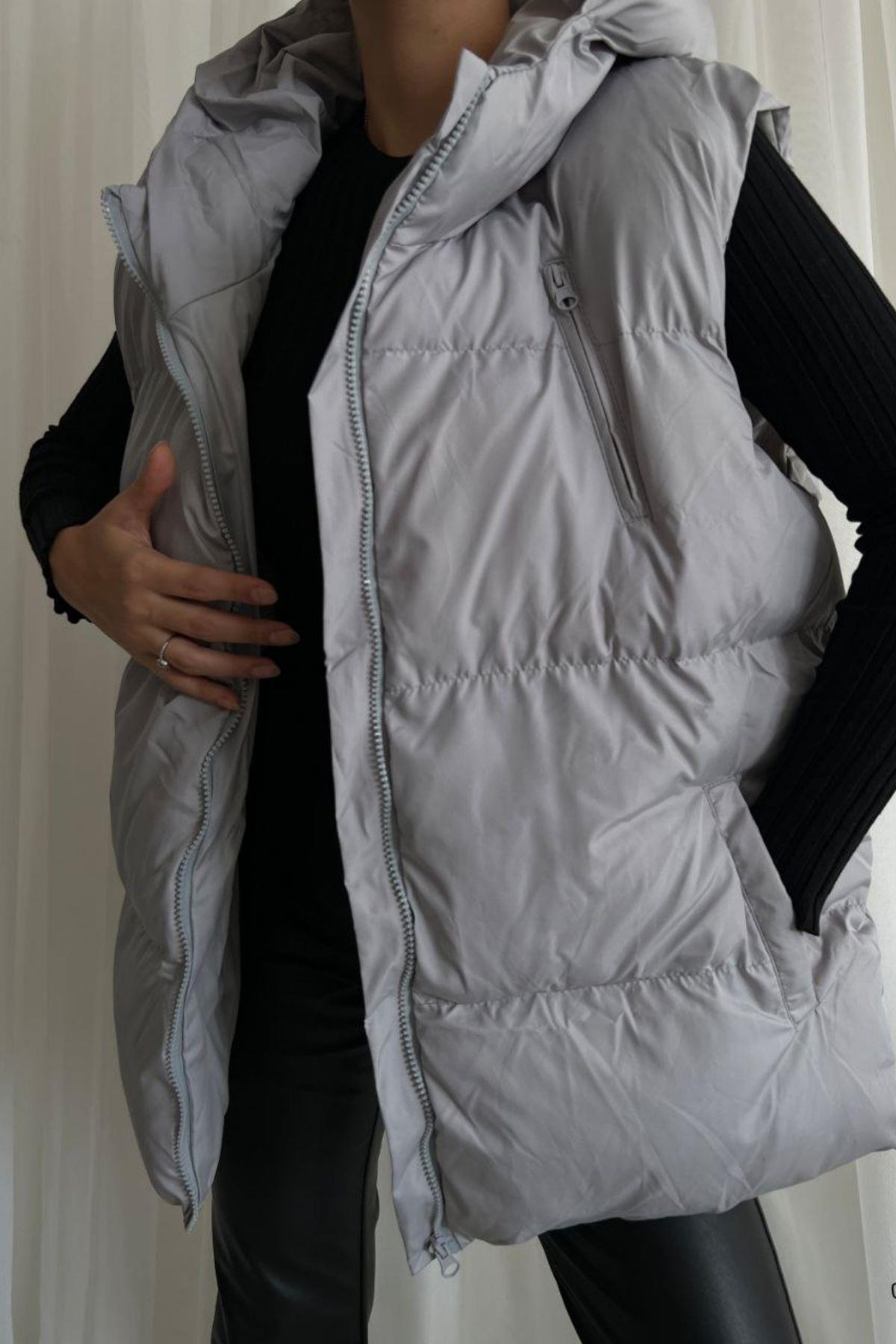 Swelling Kapişonlu Şişme Yelek Gri