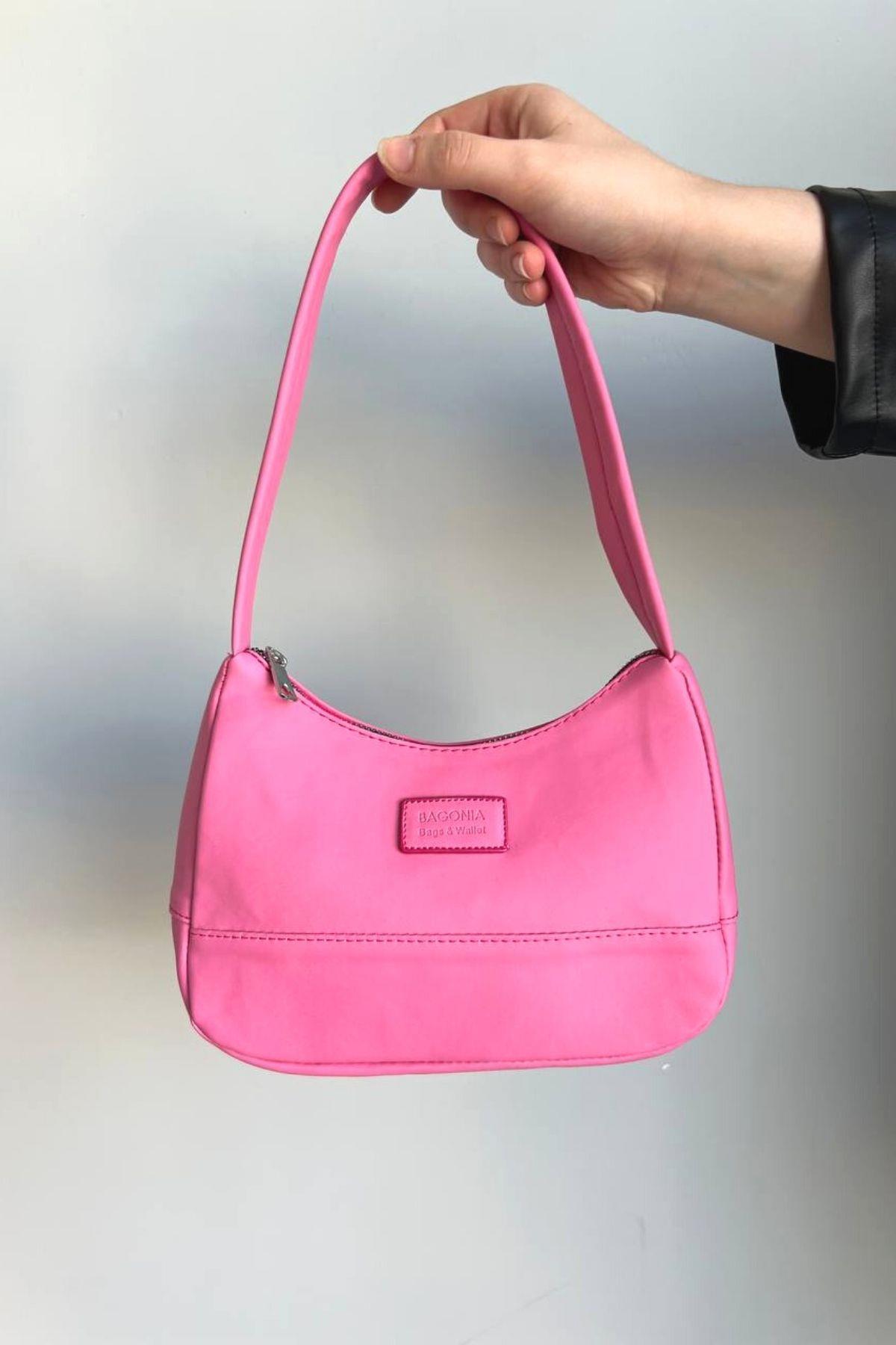 Tek Göz Baget Kol Çantası Pembe