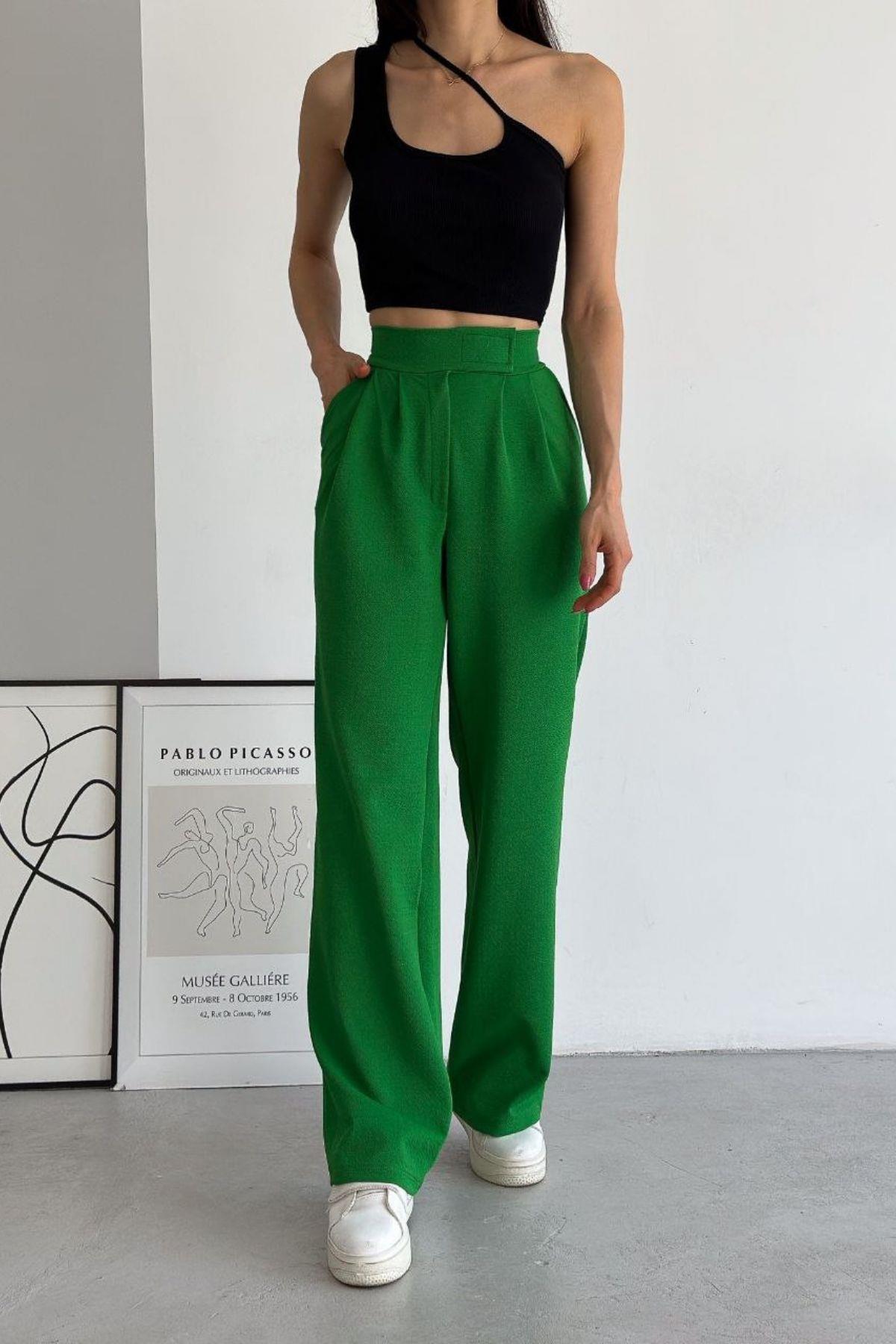 Pantalon palazzo vert new arrivals