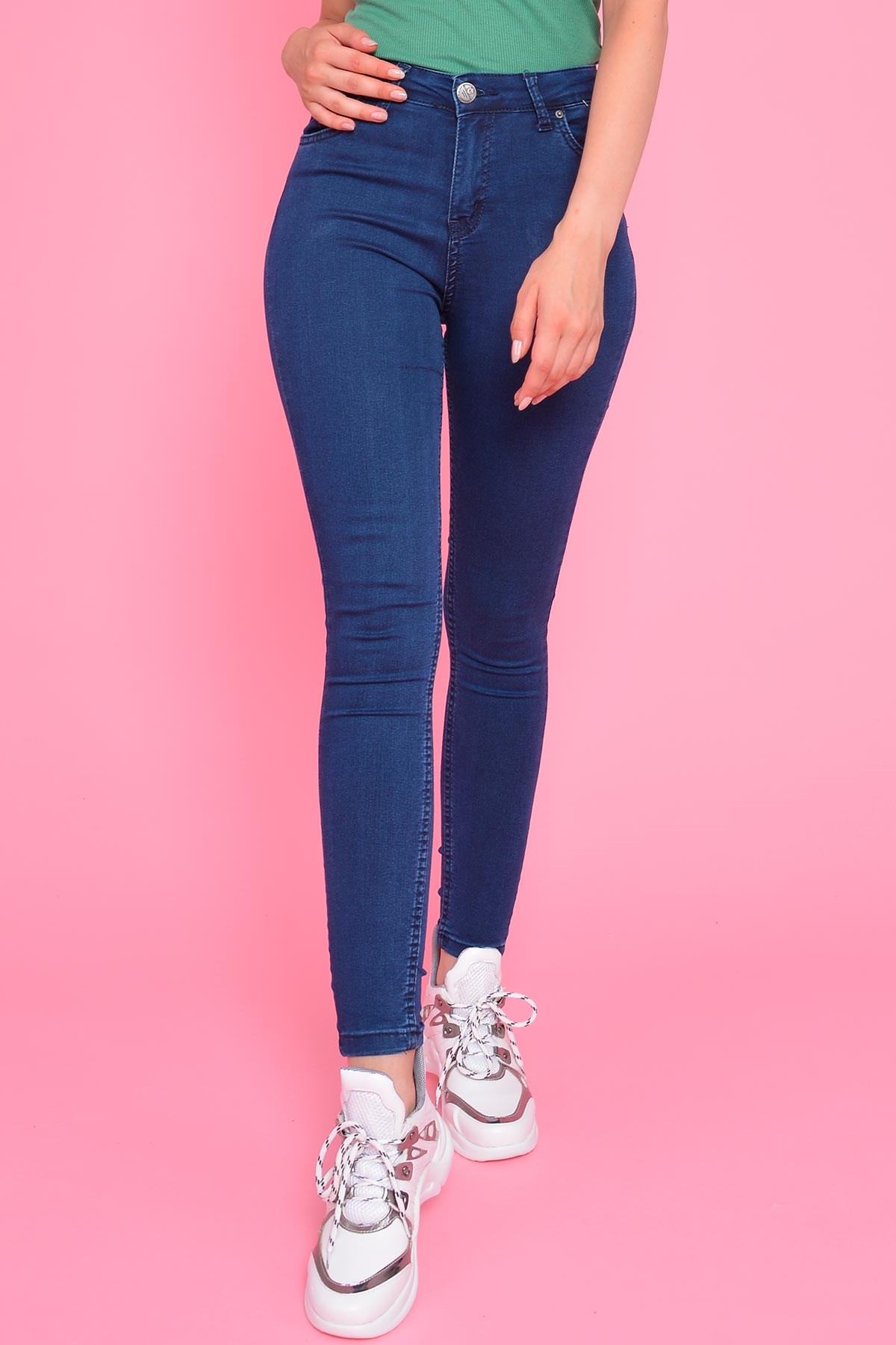 Yüksek Bel Likralı Jean