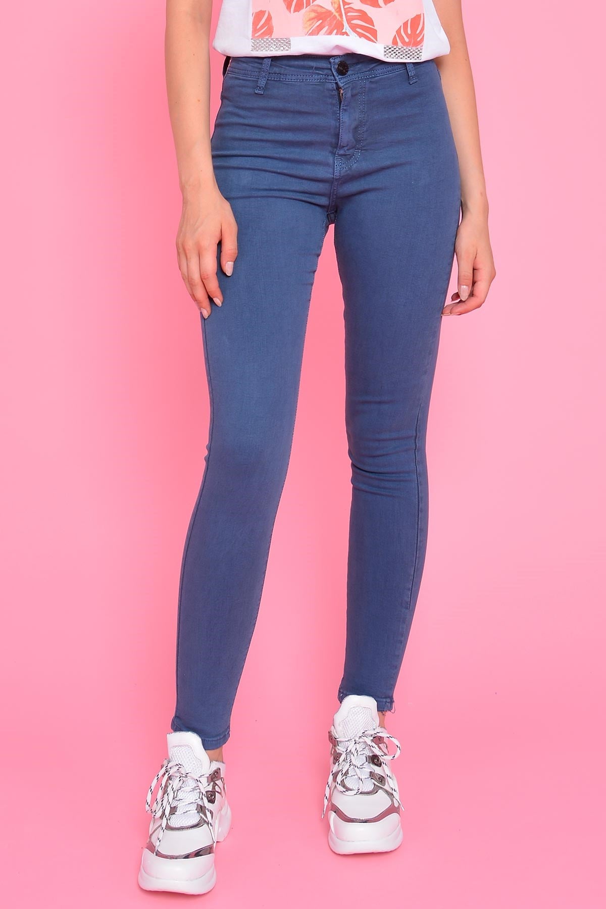 Yüksek Bel Likralı Jean