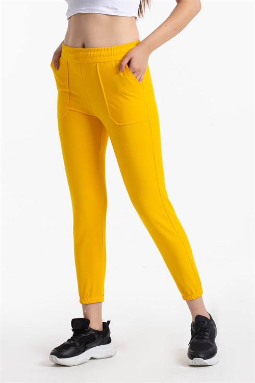 Cepli Jogger Eşofman Altı Sarı