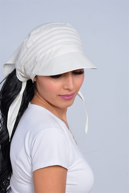 Siperli Pamuklu Kadın Şapka Ekru