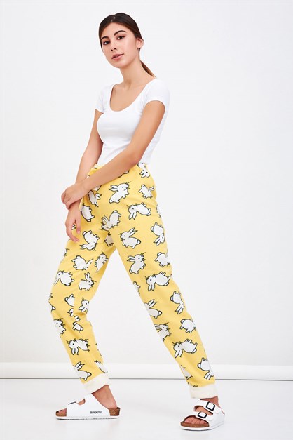 Tavşan Desen Peluşlu Polar Pijama