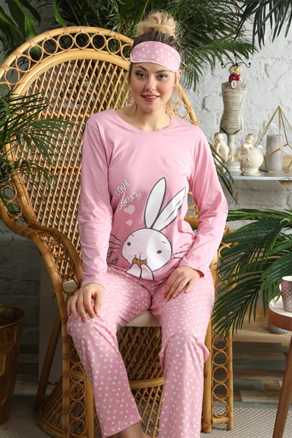 Uzun Kol Pijama Takım Pembe