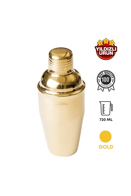 Klasik Kokteyl Shaker 720 ML Gold, Paslanmaz Çelik Kokteyl Shaker