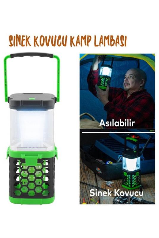 Klaus (KE47723) Şarj Edilebilir Kamp Lambası, Sinek Kovucu Led Işıldak, Şarjlı Portatif Gece Lambası Yeşil
