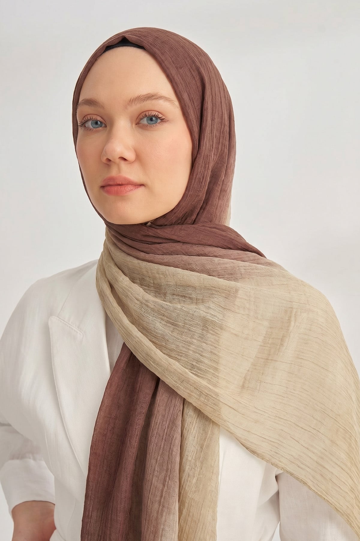  PURE COMFORT VİSKOZ ŞAL - KIZIL KAHVE-BEJ