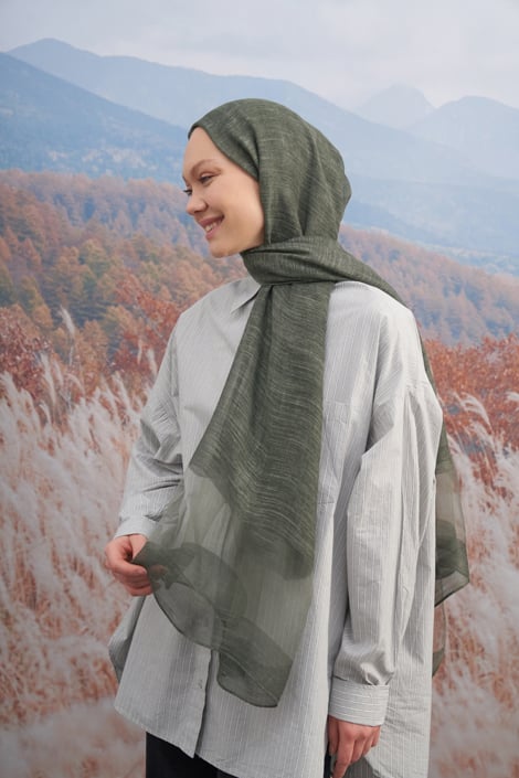 İPEKLİ ESKİTME BOYAMA ŞAL - HAKİ