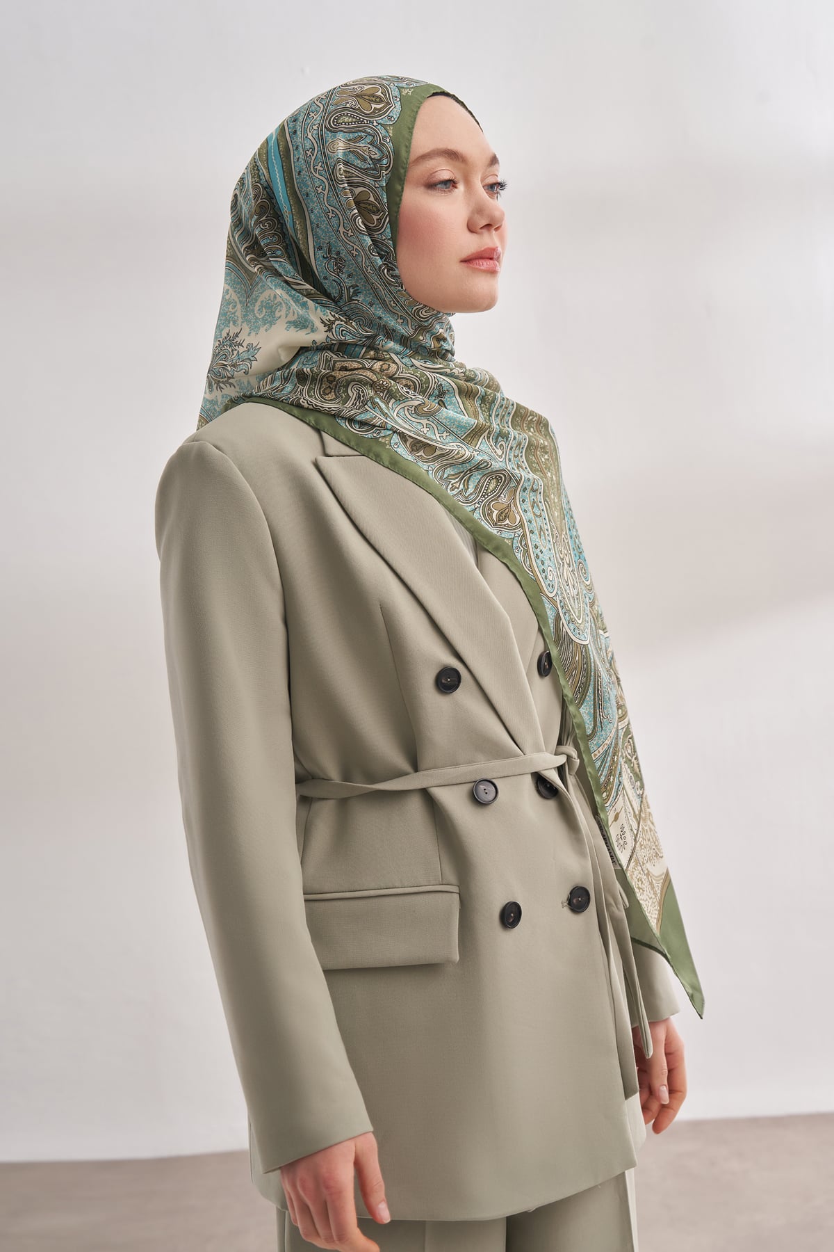 İTHAL VUAL BOHEMIAN DESEN ŞAL - HAKİ