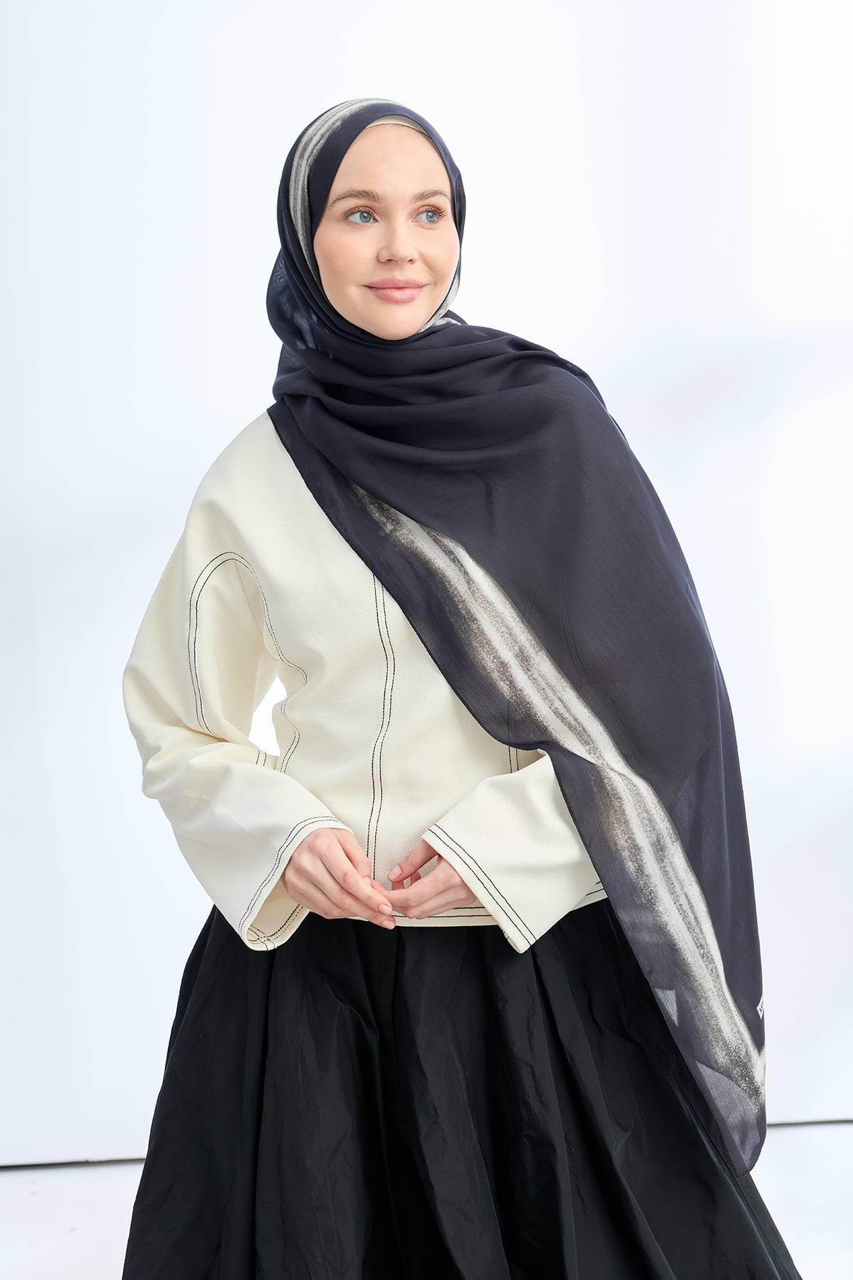 SOFT BLUSH FLOŞ VİSKON ŞAL - SİYAH