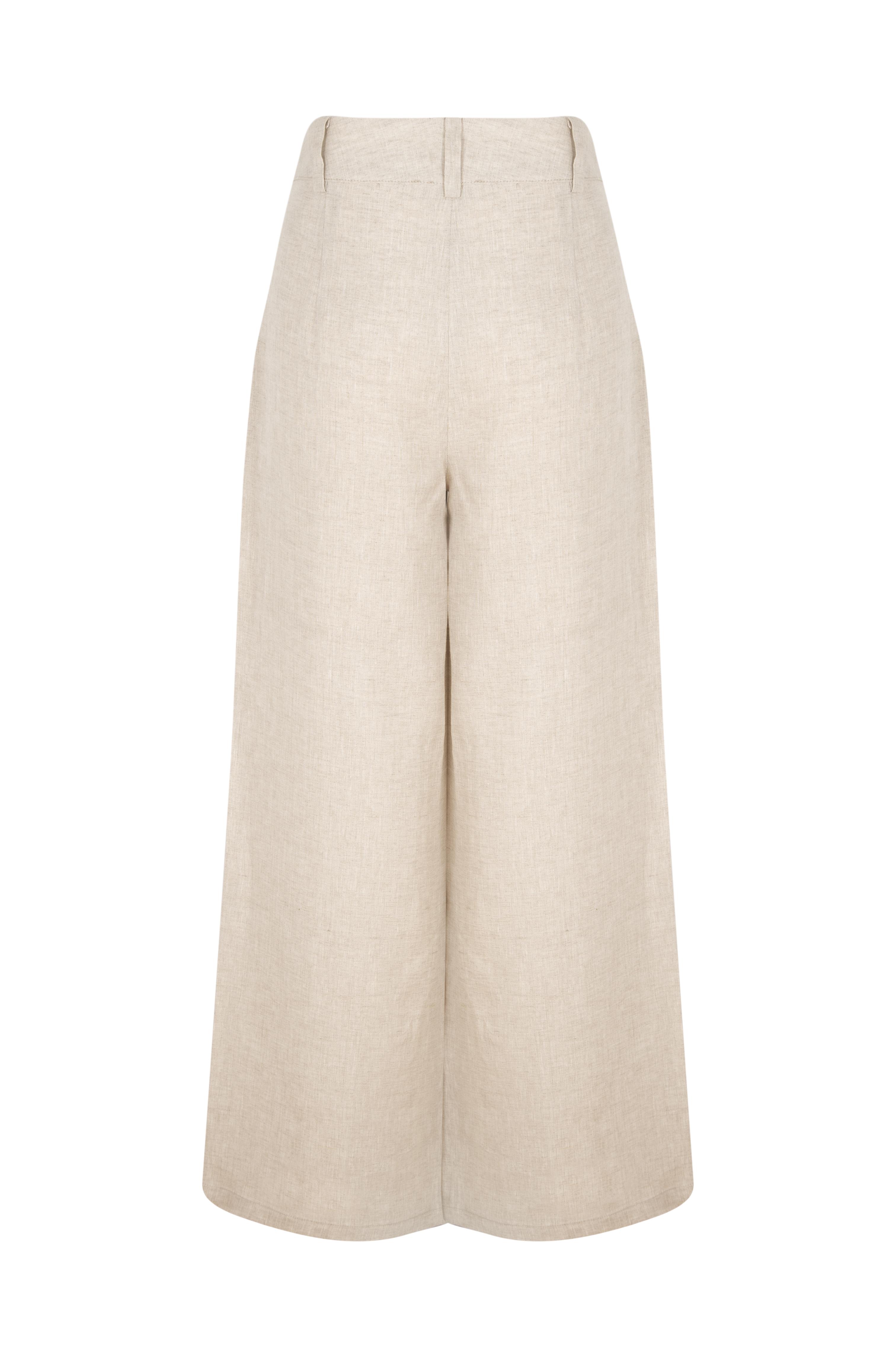 %100 KETEN PALAZZO PANTOLON NATUREL
