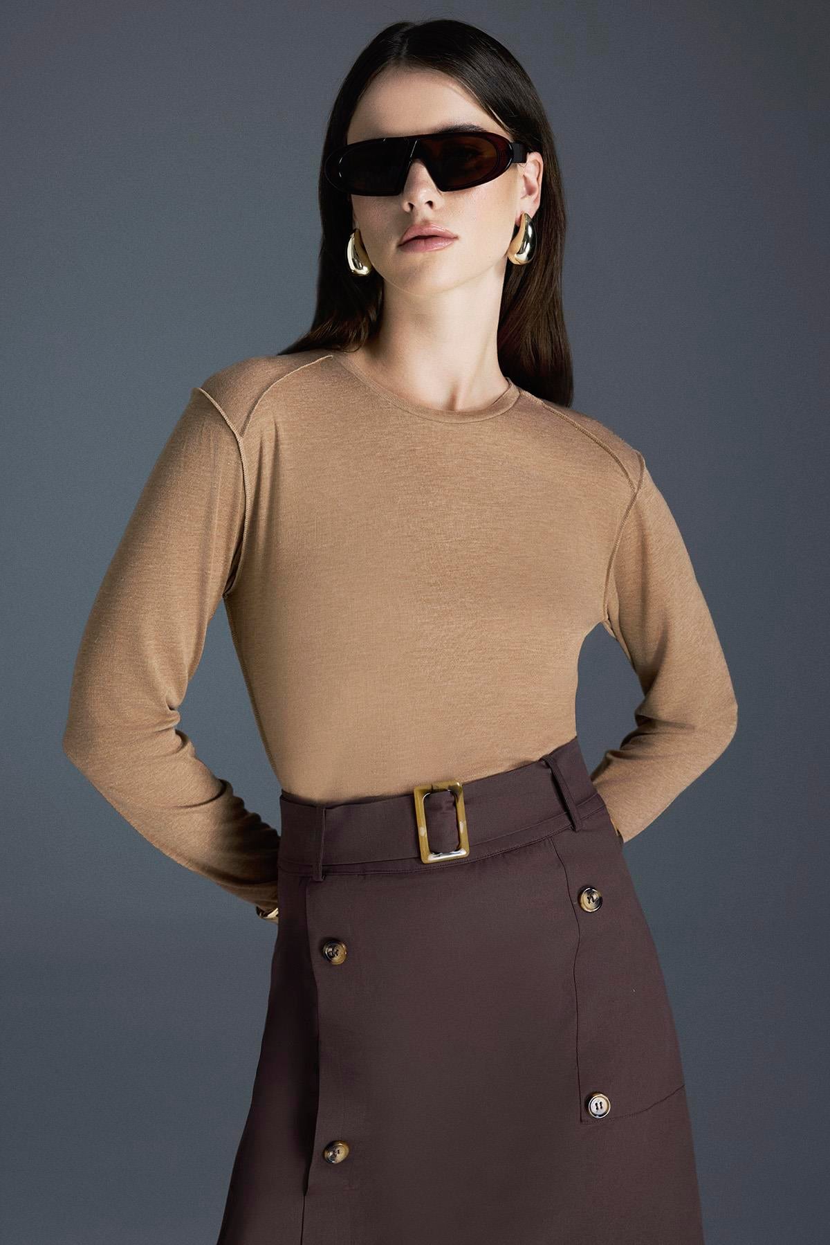 Long Sleeve Top Camel