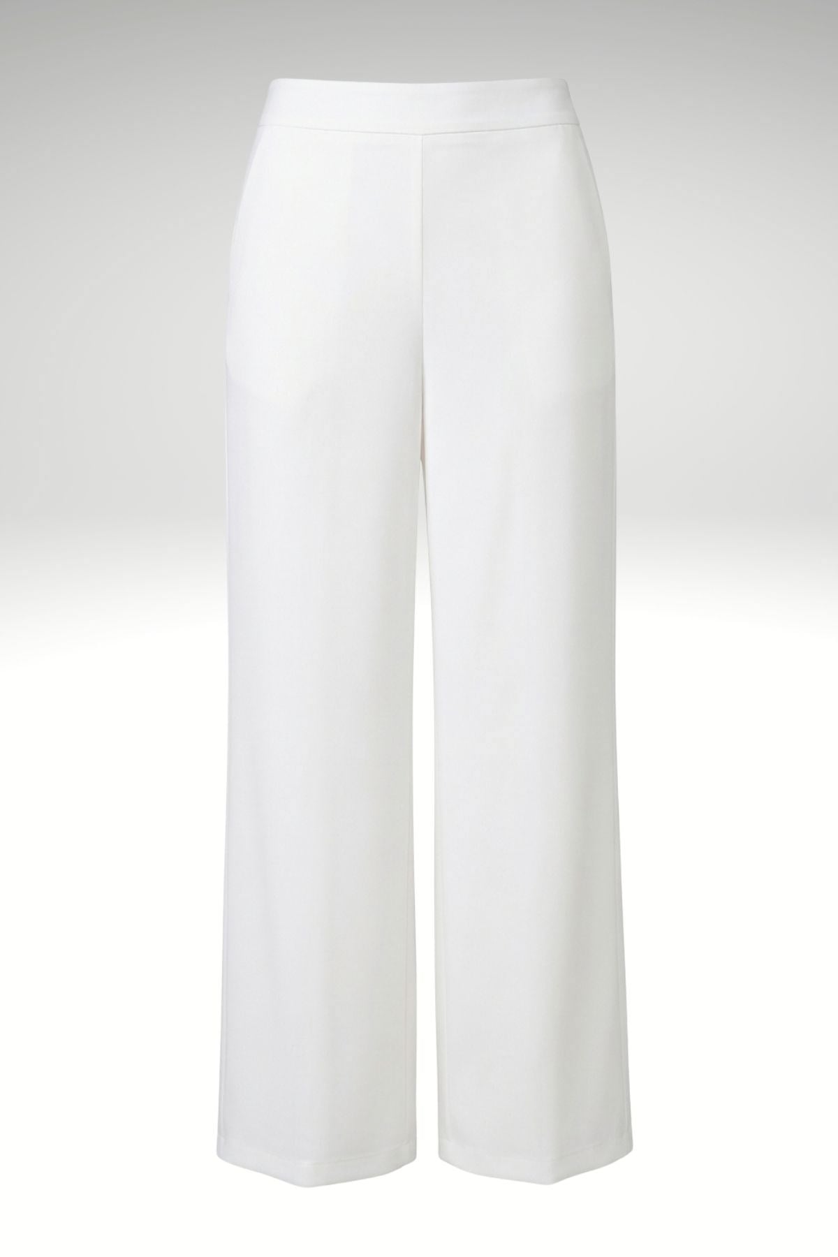 BELİ LASTİKLİ SATEN PANTOLON BEYAZ
