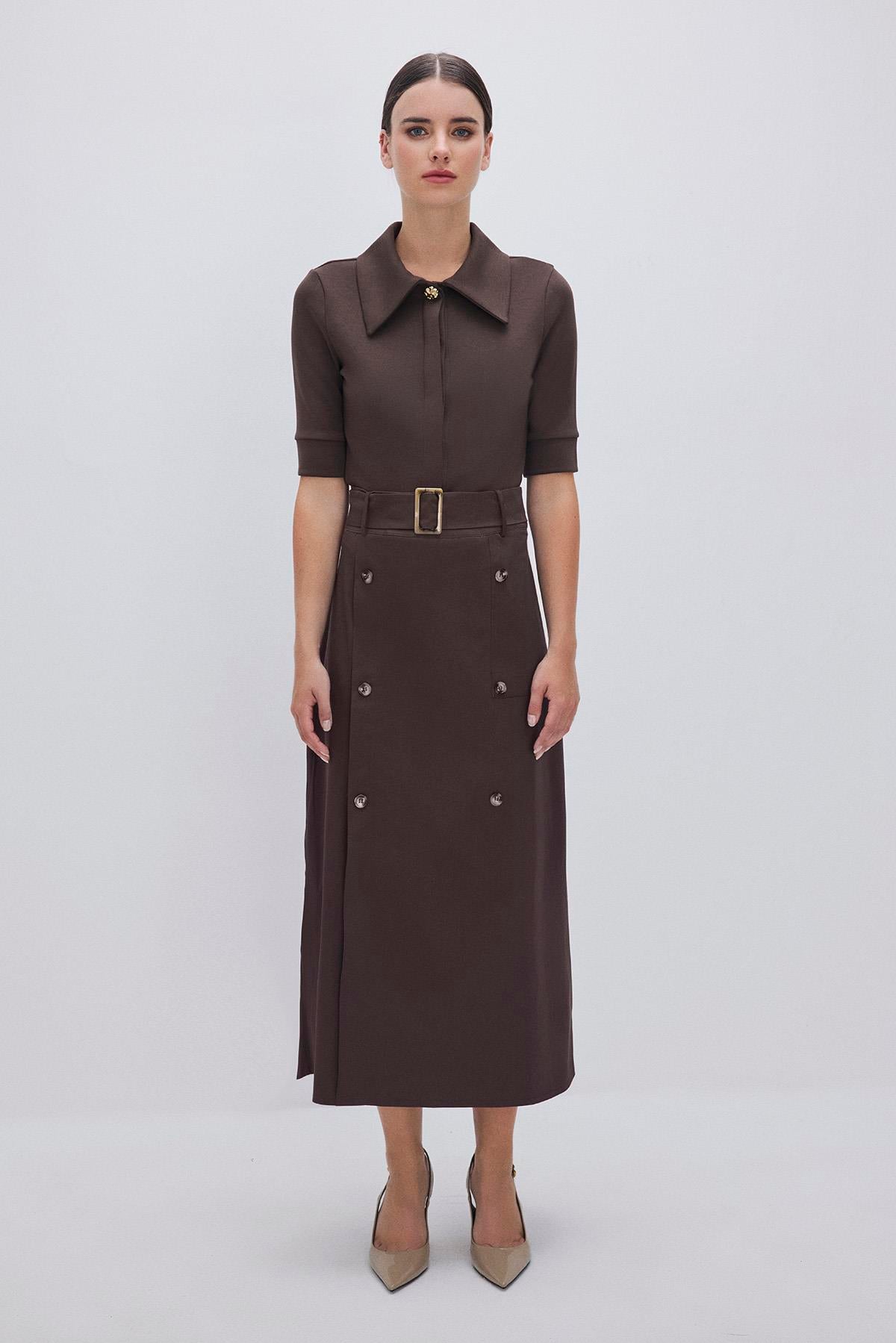 Essential Pleated Skirt Dark Brown
