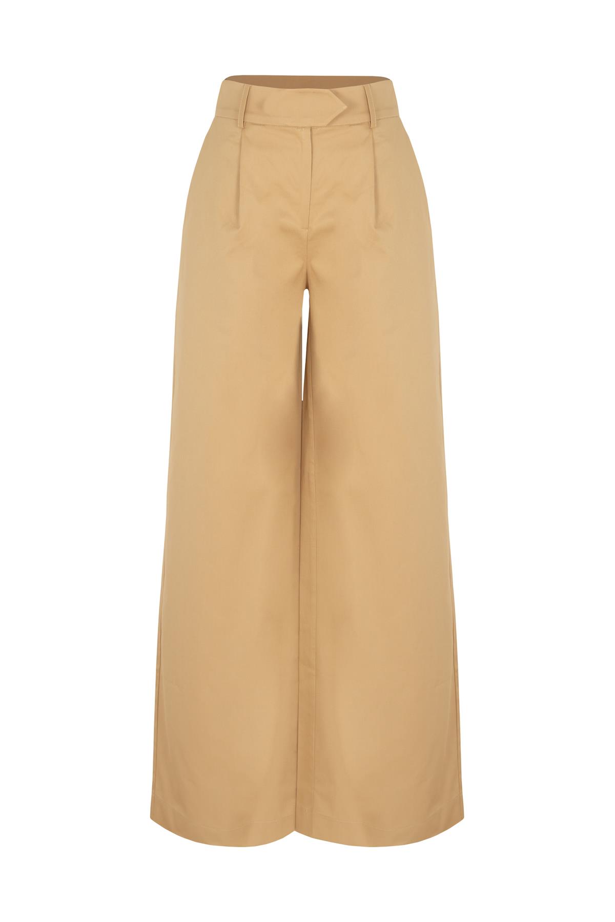 RAHAT KESİM PİLELİ PANTOLON CAMEL